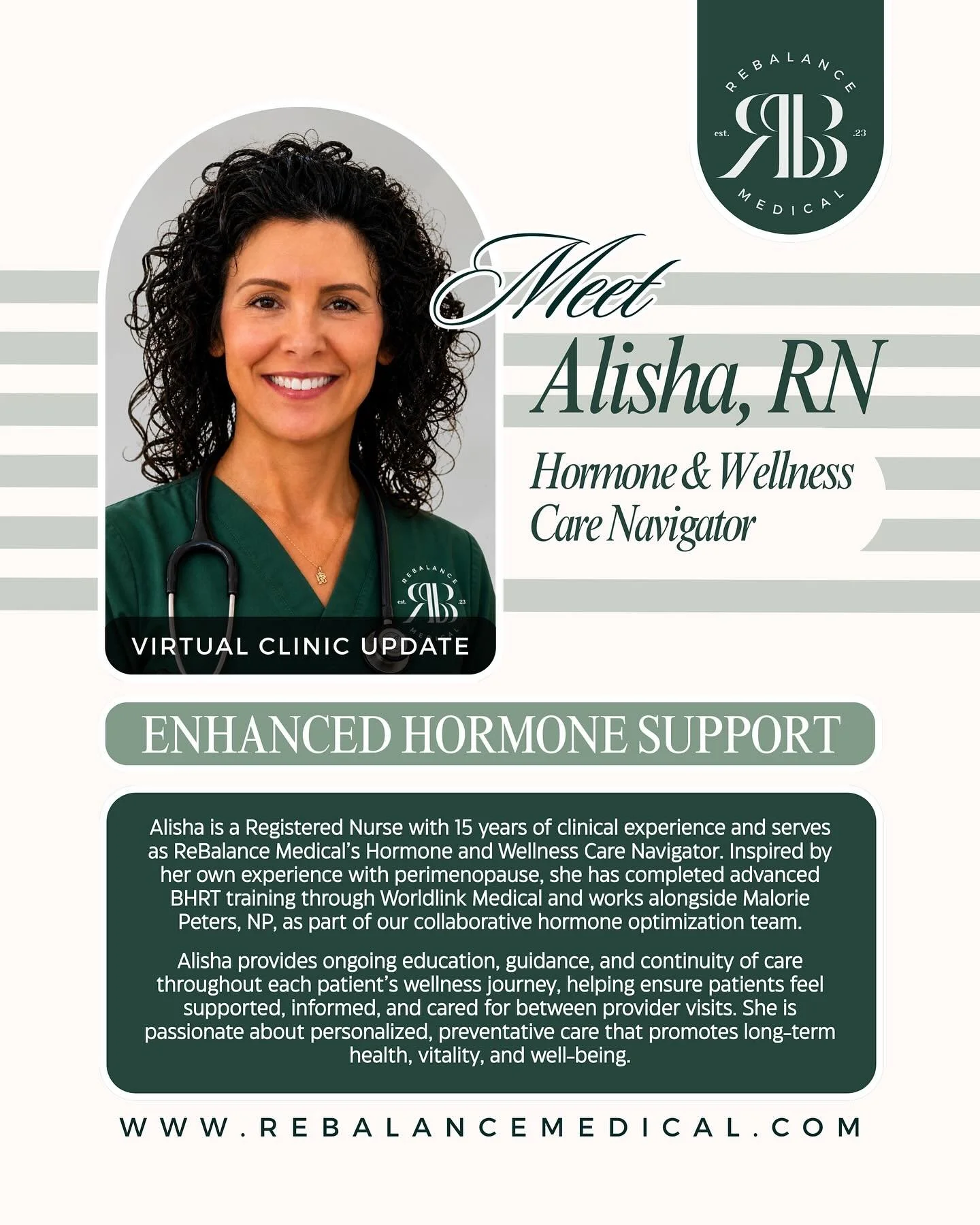 At ReBalance Medical, we&rsquo;re growing our hormone health team so our patients feel even more supported, empowered, and cared for every step of the way.

Alisha Tyacke, RN, is now working alongside Malorie Peters, NP, as part of our collaborative 