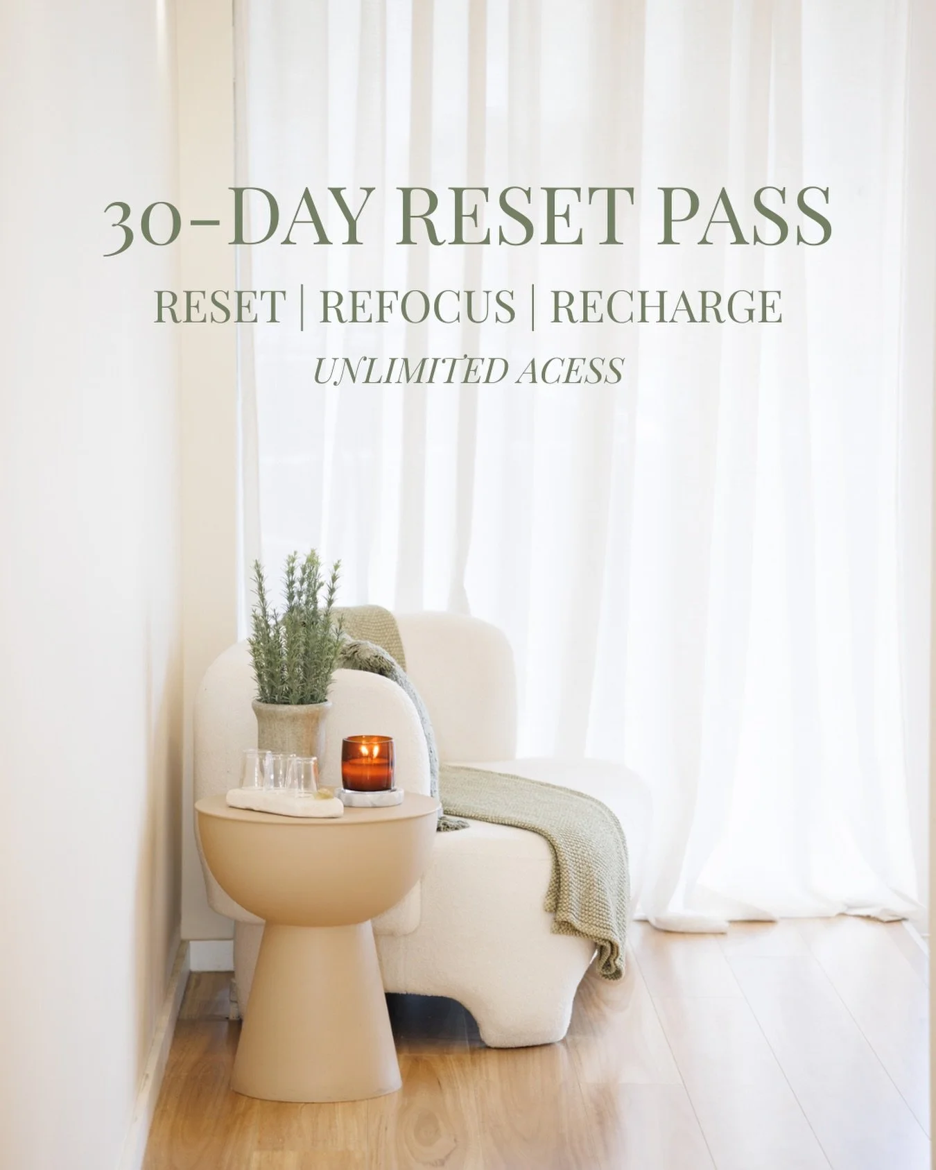 Consistency changes everything &amp; we mean business ✨

The 30-Day Reset Pass gives you UNLIMITED access to the bathhouse for 30 days. This allows you to create routine, reset your nervous system and reconnect to your strongest, healthiest self ⚡️

