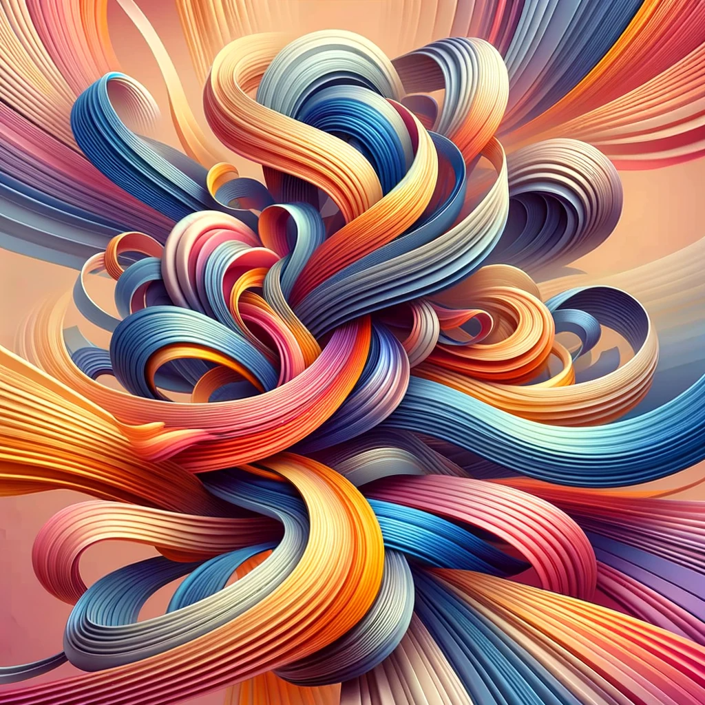 DALL·E 2024-01-08 10.57.12 - Generate an image of an abstract concept that features a multitude of flowing ribbons intertwined in a complex, organic arrangement. The ribbons shoul.png