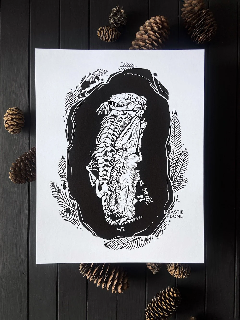 Triassic Cuddle Recycled Paper Print