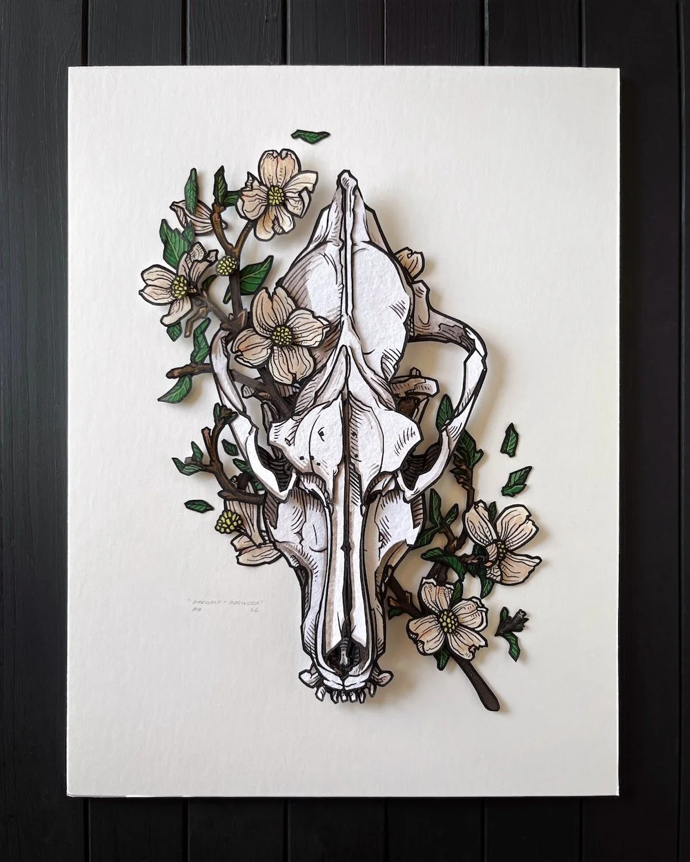 Direwolf and Dogwood Paper Art Original Unframed Web.jpg