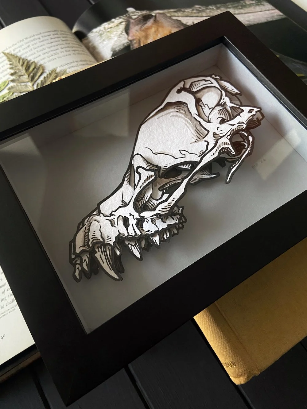 Gray Bat Skull I Paper Original Flatlay Angled Closeup Web.jpg