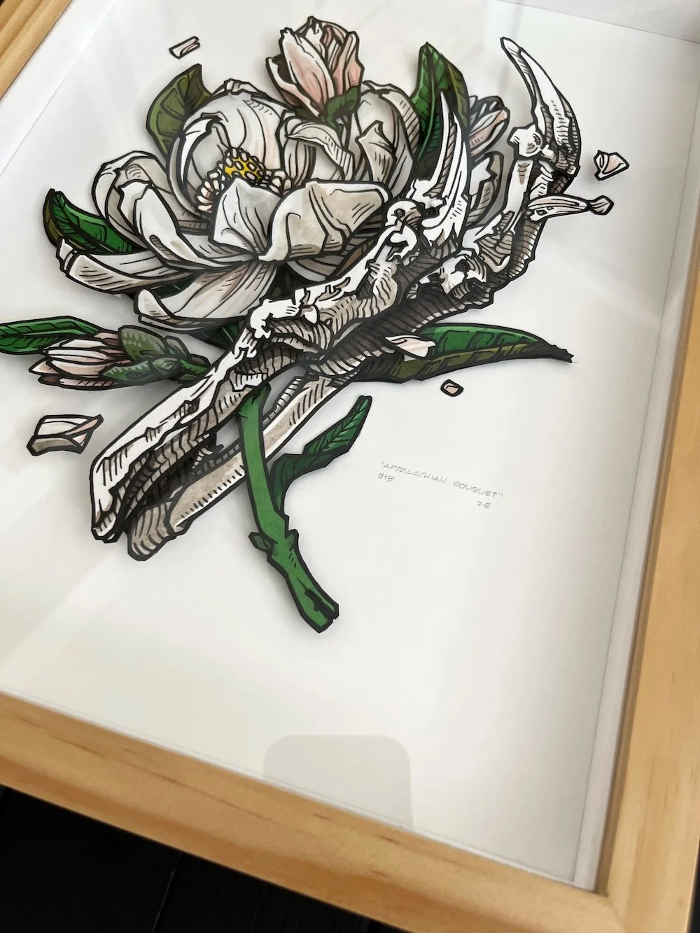 Appalachian Bouquet Paper Art Original Framed Angled 2 Web.jpg