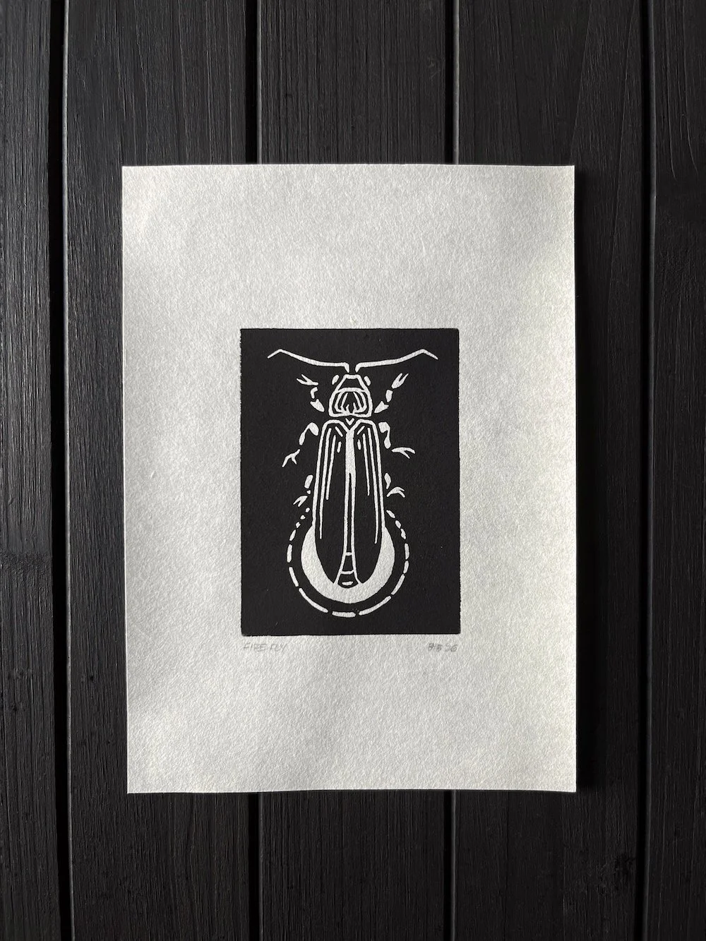 Firefly Linocut Mulberry Miniprint