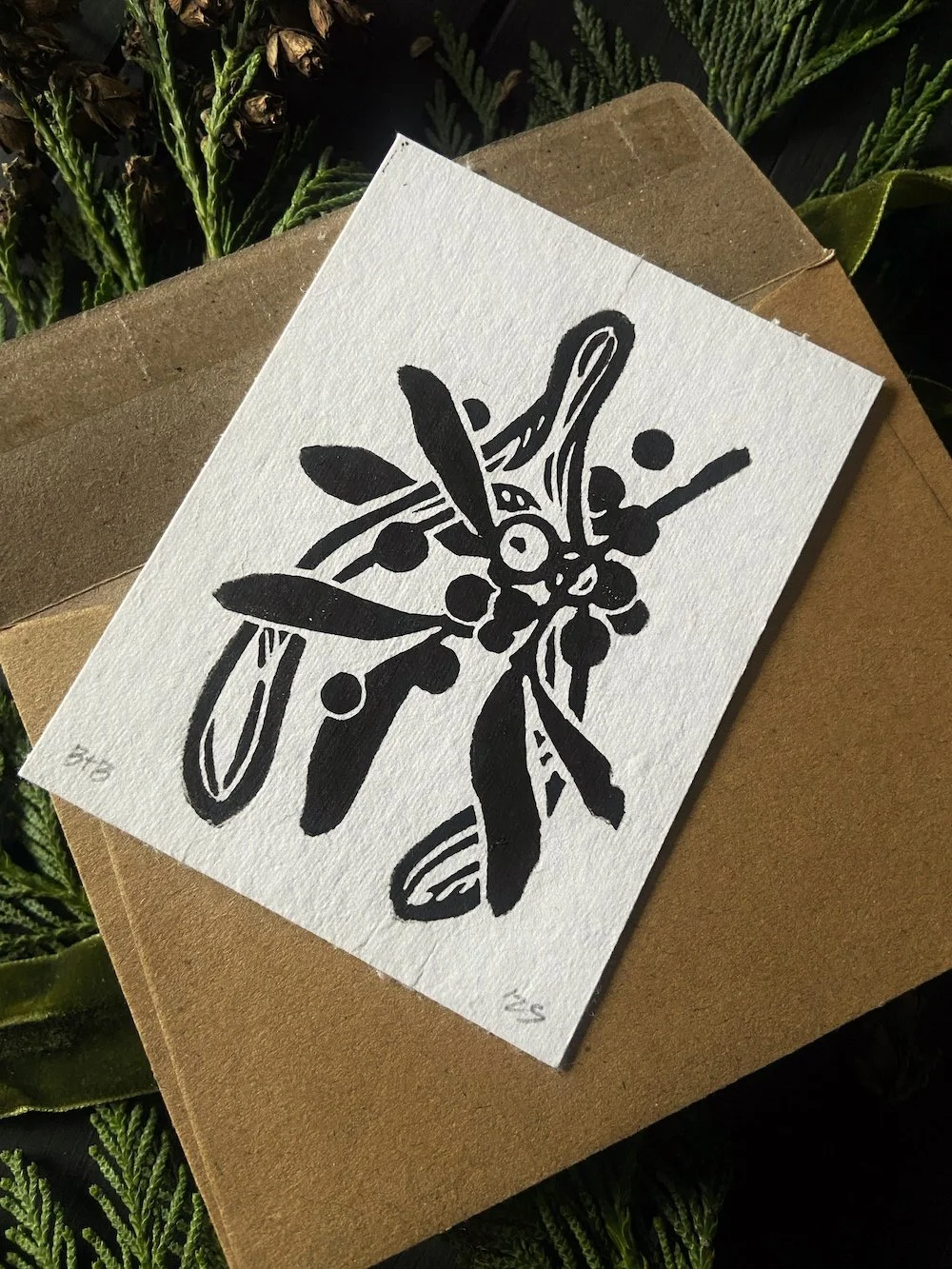 Lucky Mulberry Linocut Tinyprint Flatlay Angled Web.jpg