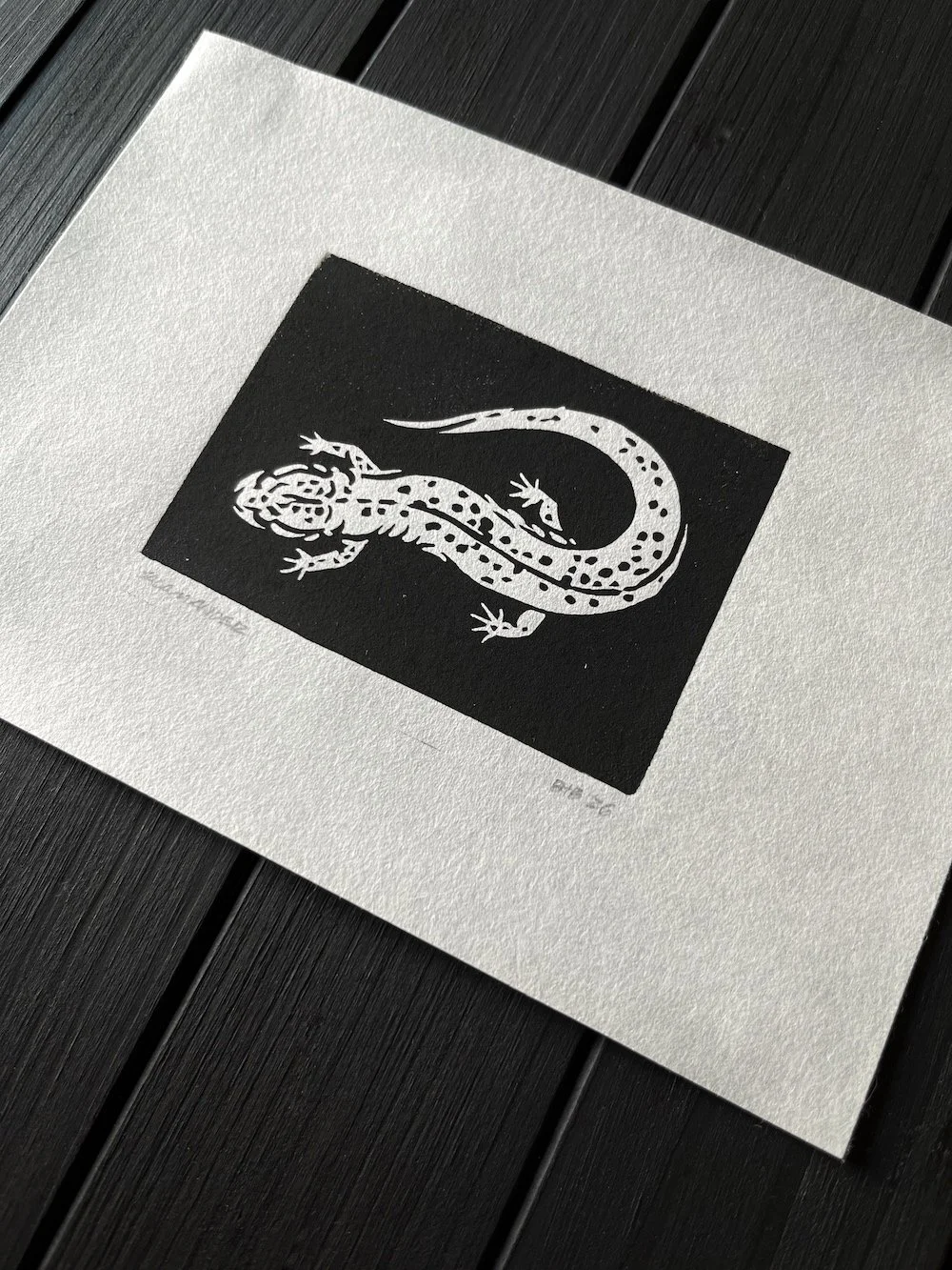 Salamander Mulberry Linocut Tinyprint Angled Product.jpg
