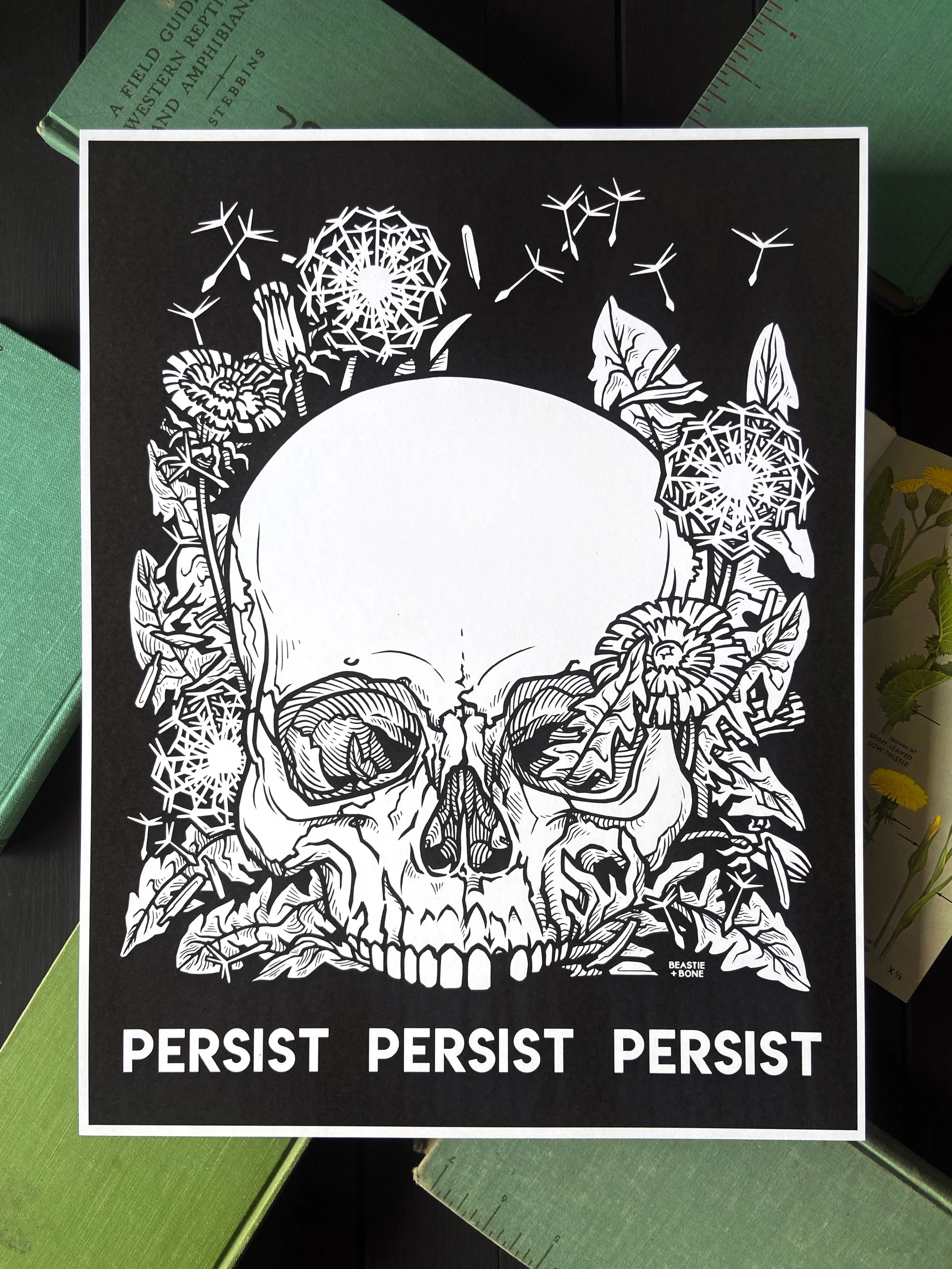 Persist Black and White Recycled Paper Print