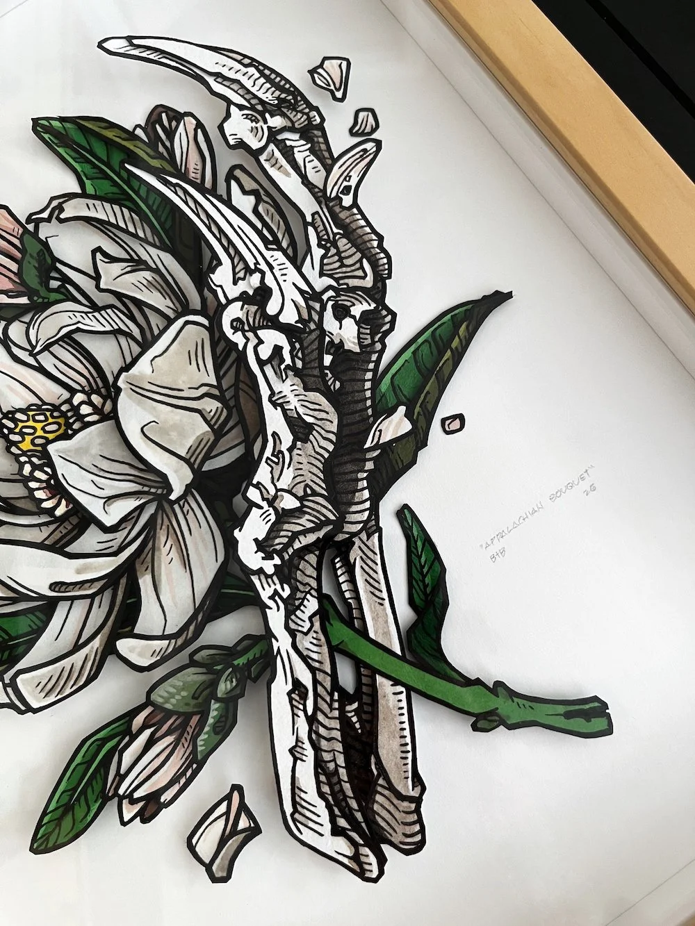 Appalachian Bouquet Paper Art Original Framed Angled Closeup Web.jpg