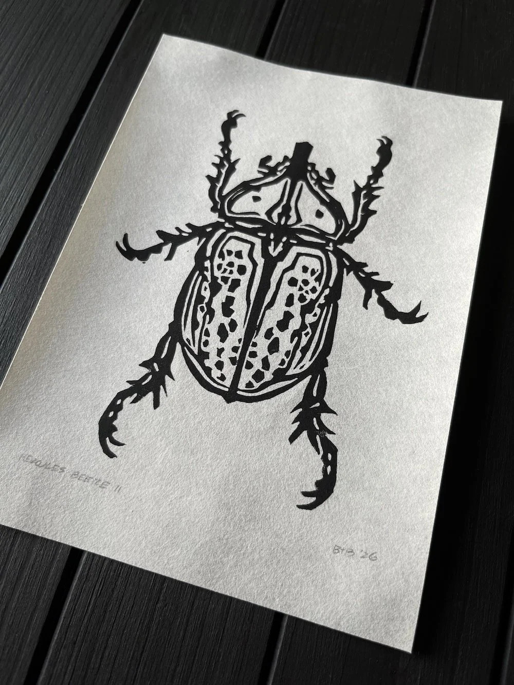 Hercules Beetle II Mulberry Linocut Tinyprint Angled Product.jpg