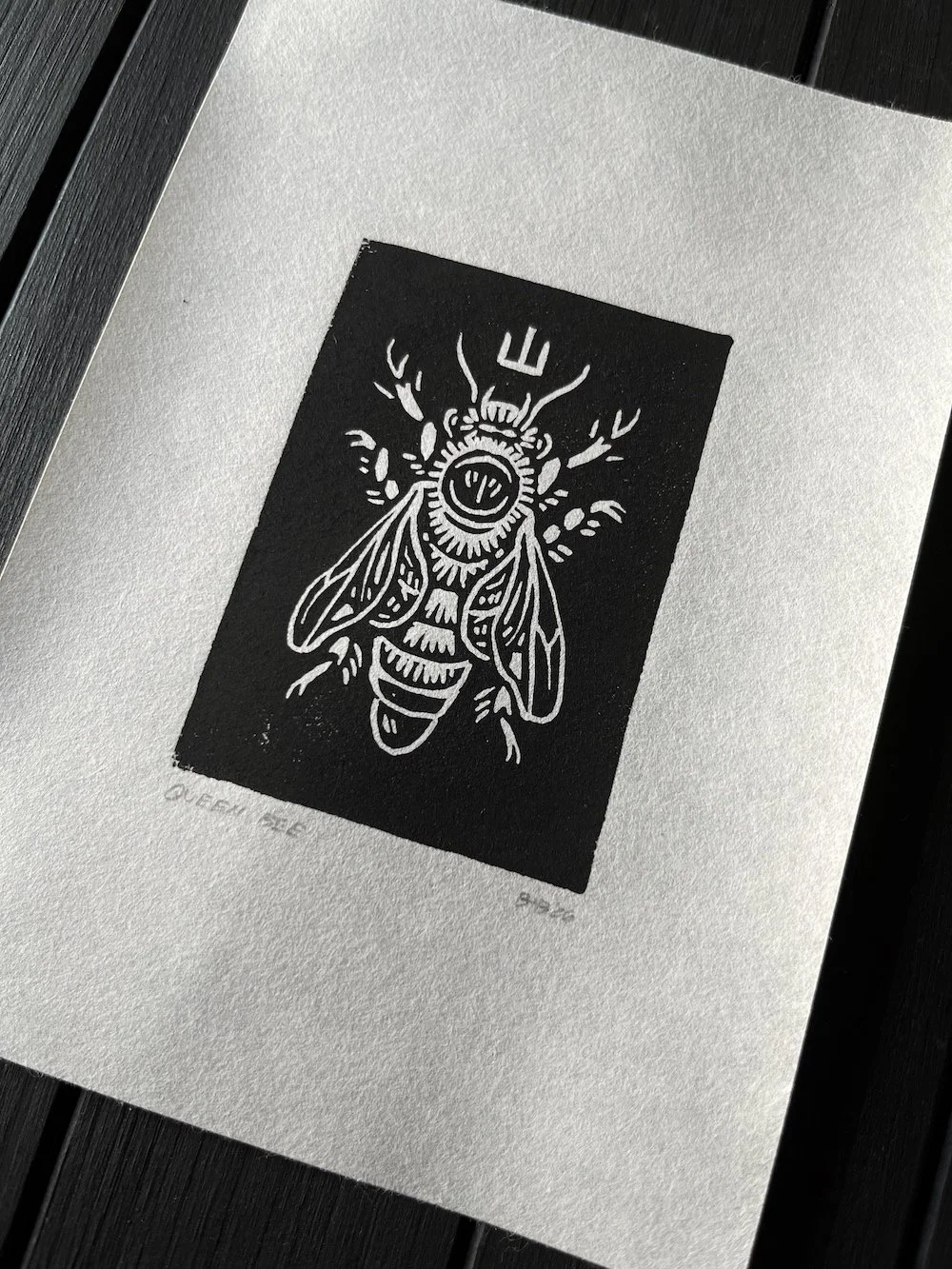 Queen Bee Mulberry Linocut Tinyprint Angled Product..jpg