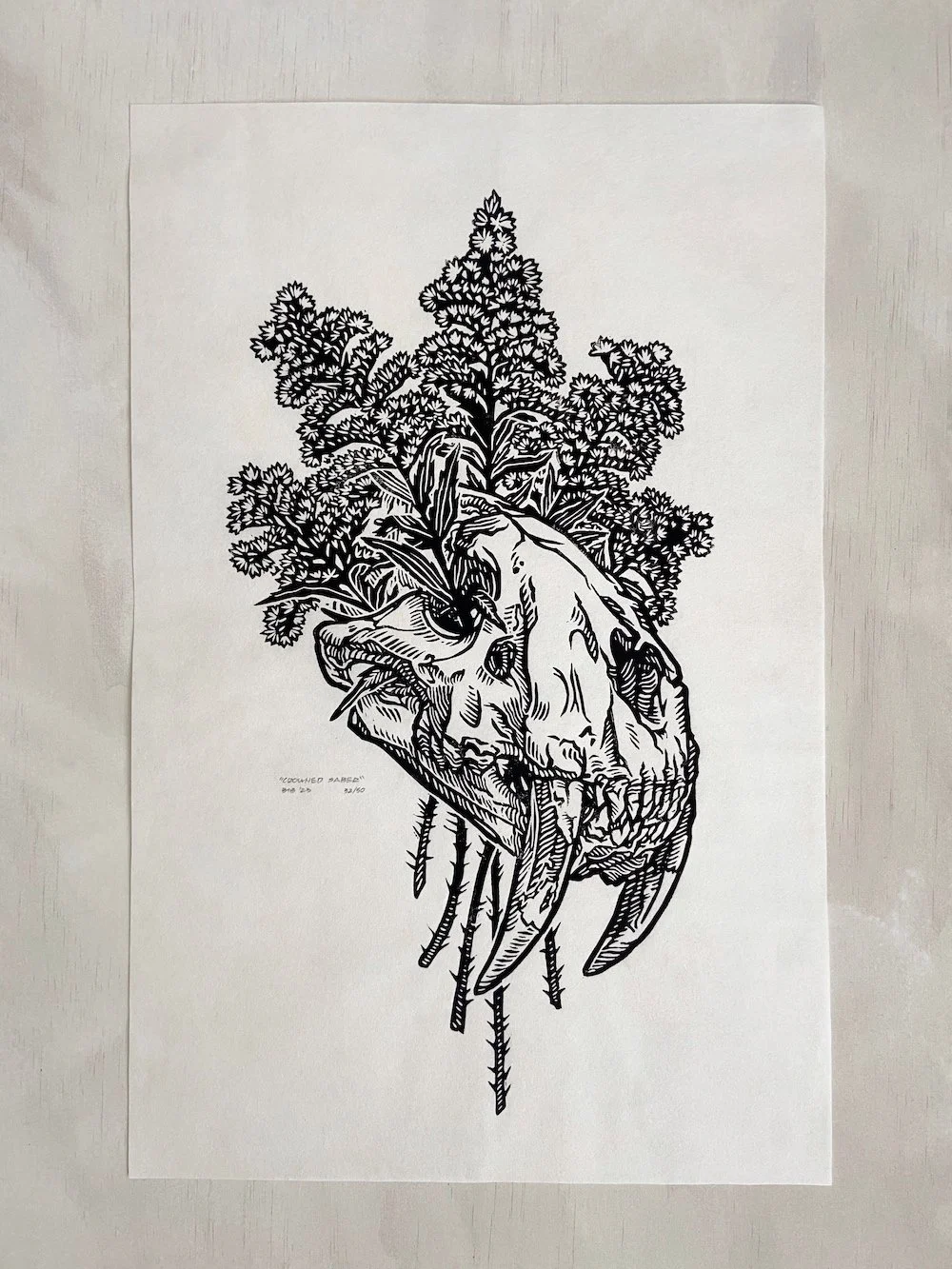Crowned Saber Limited Edition Linocut Print
