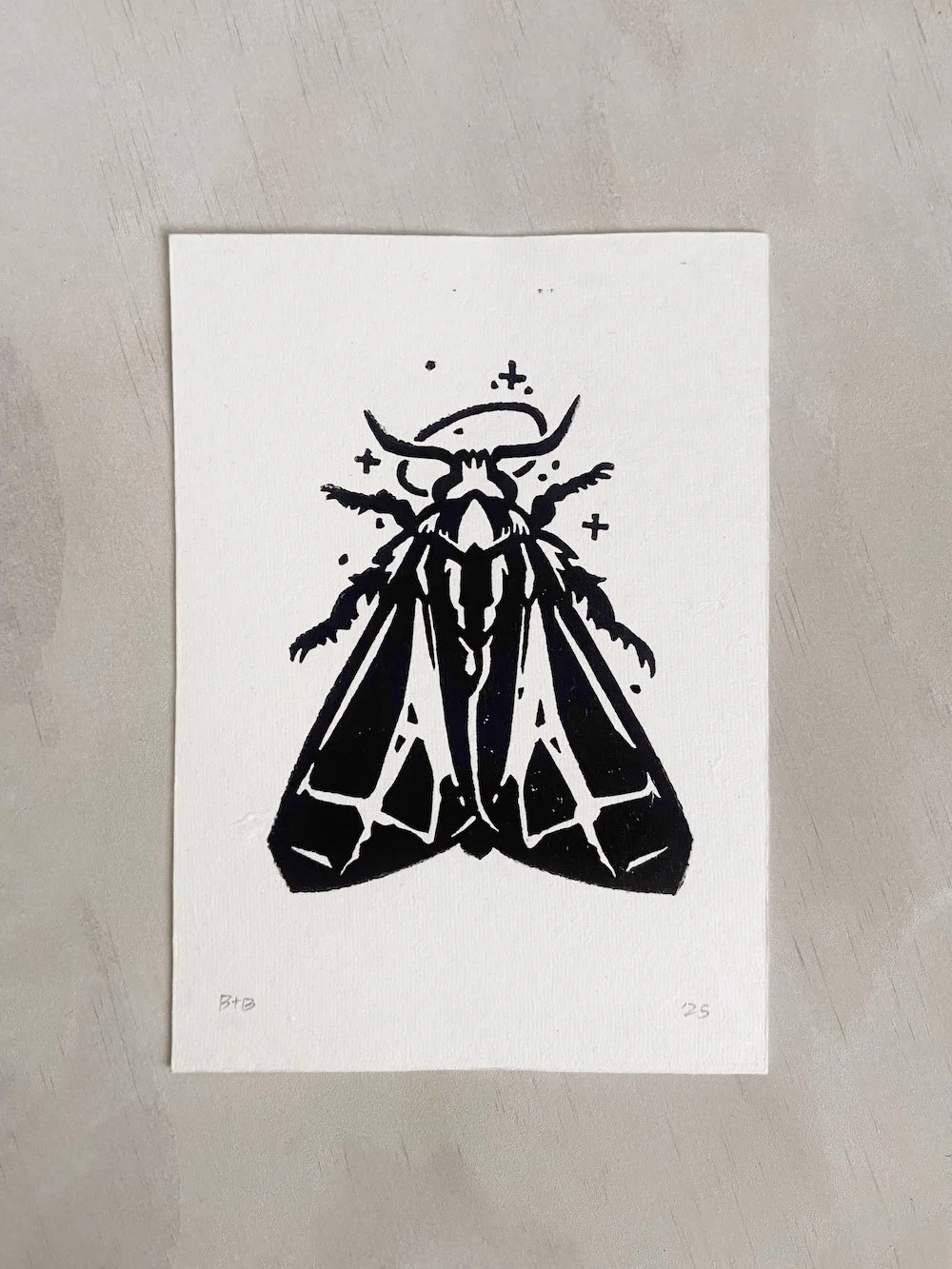 Dizzy Moth Linocut Miniprint