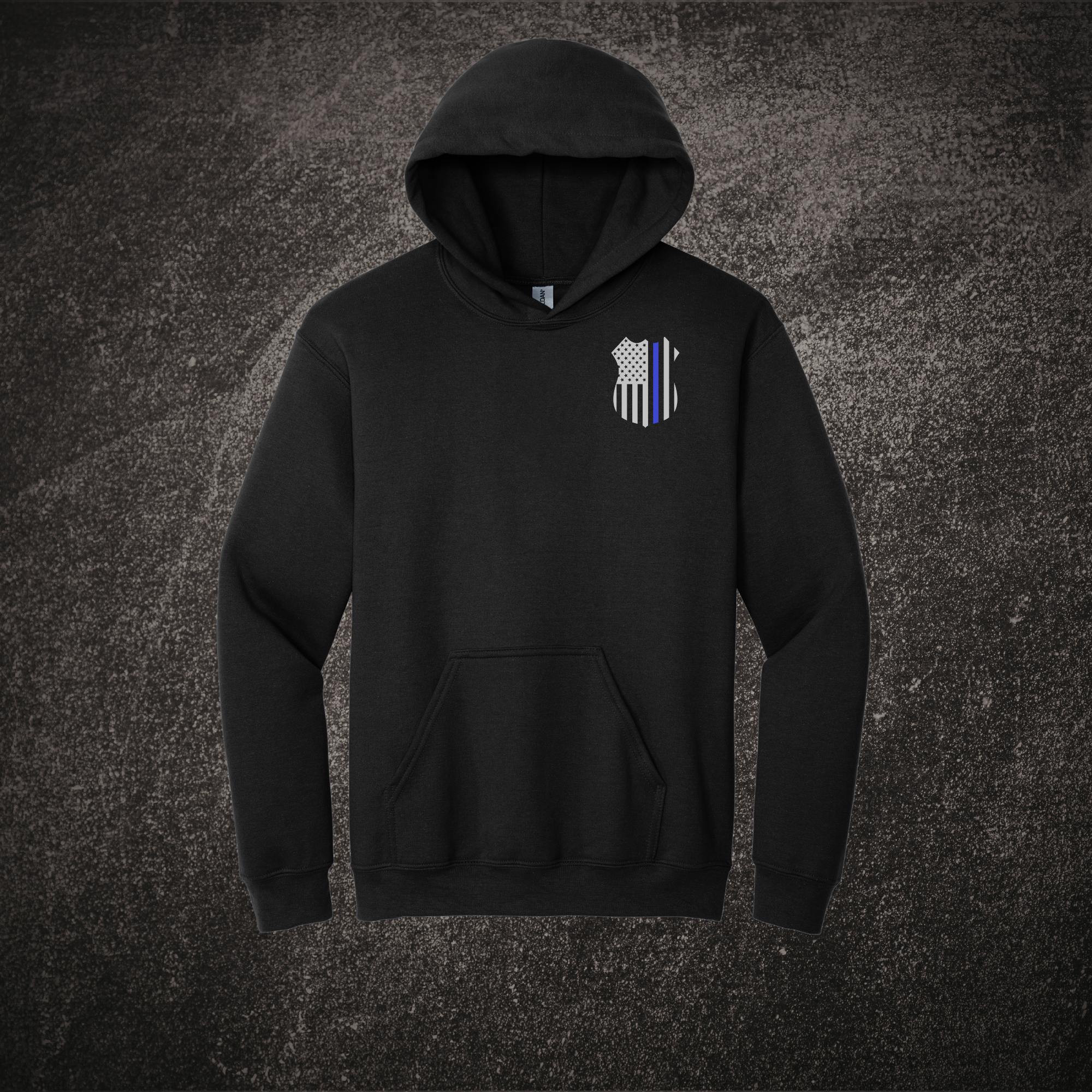 Weathered American Thin Blue Line Hoodie Front.png