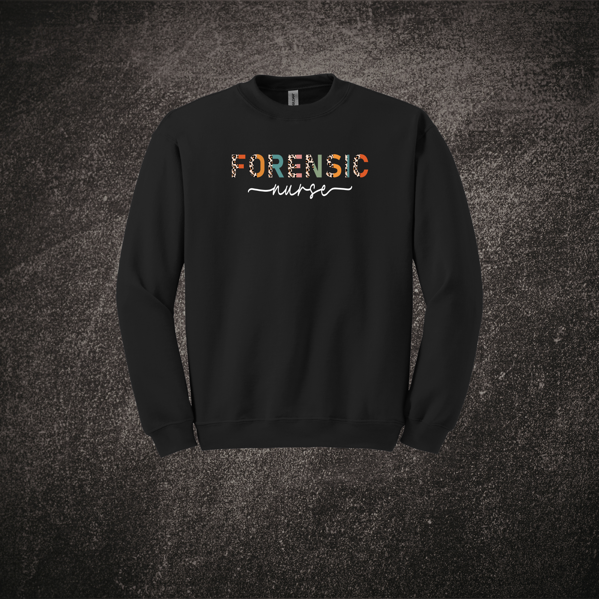 Forensic Nurse Leopard Print - Sweatshirt  Black.png