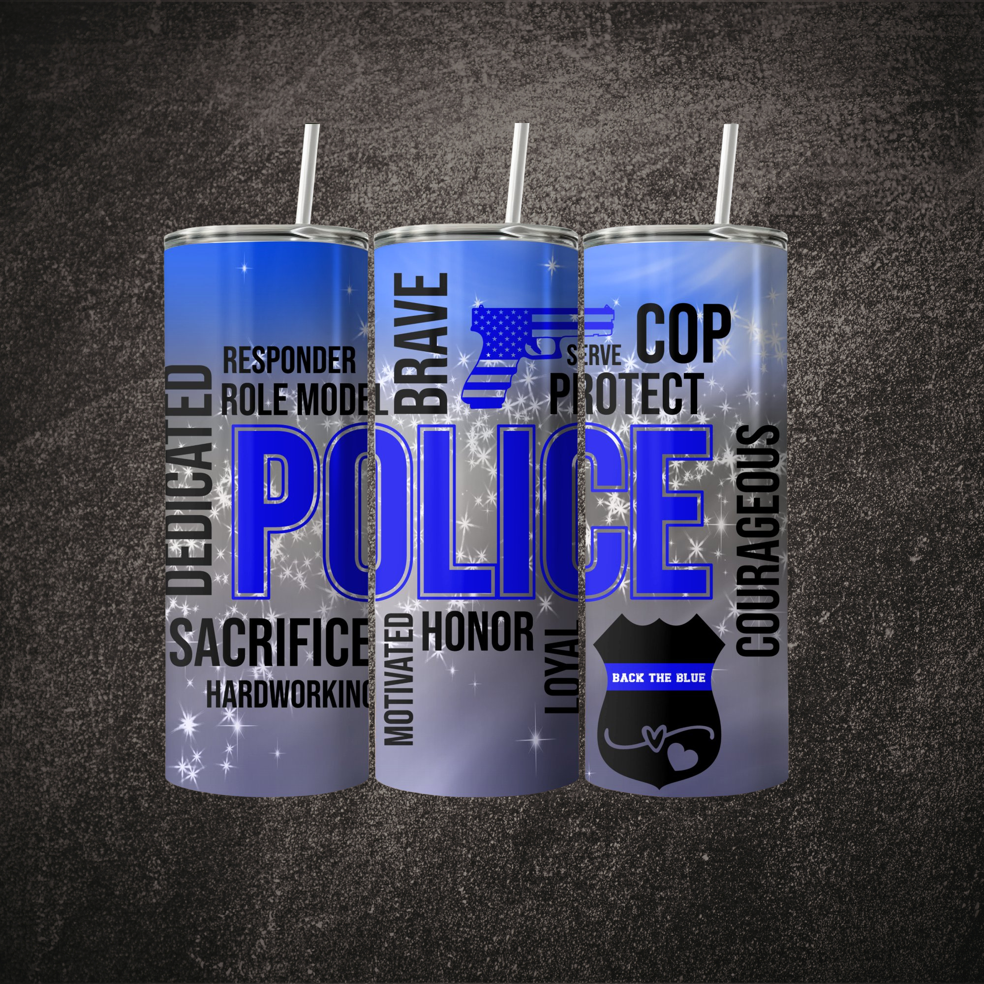 Police Blue Line Skinny Tumbler