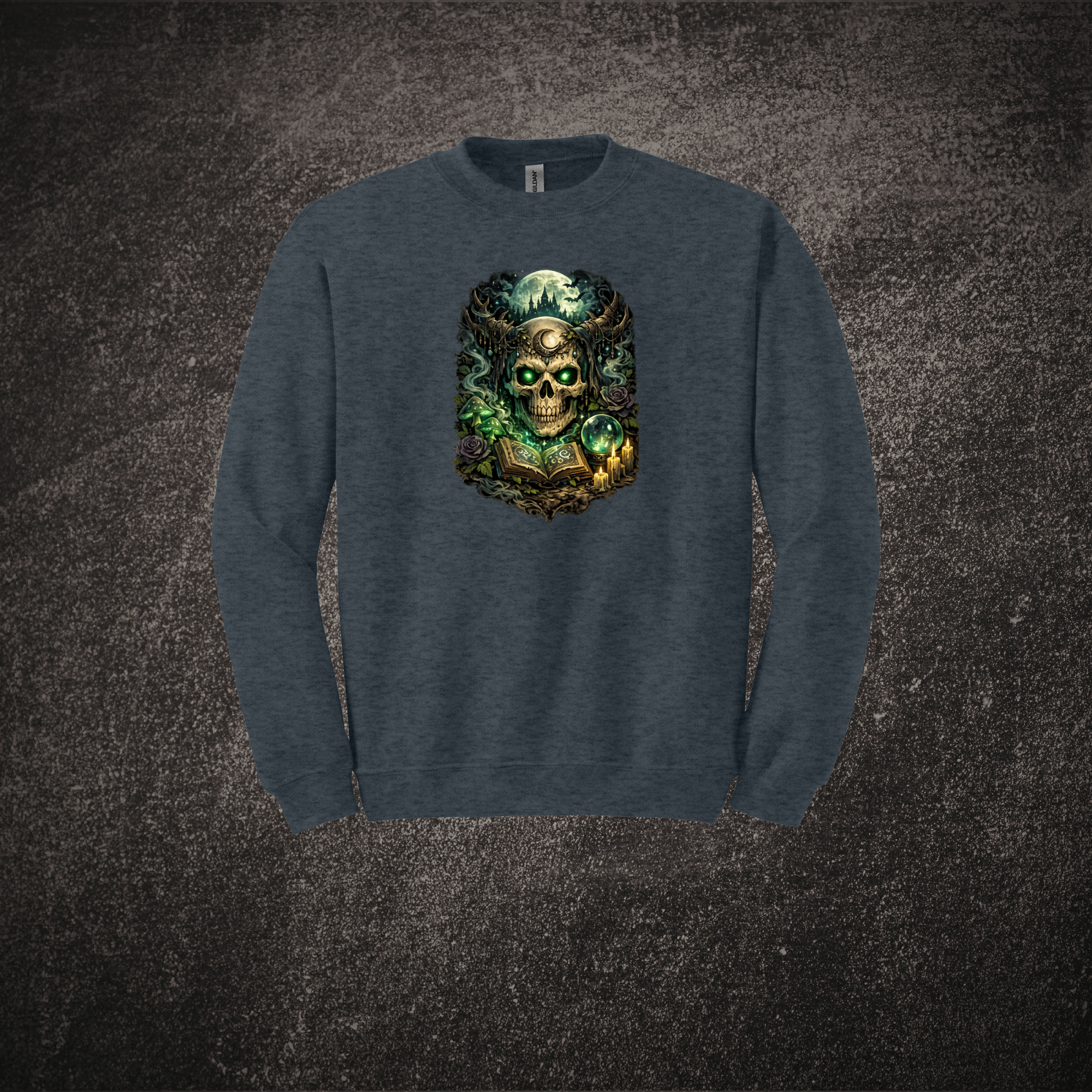 Spell Binding Skull - Sweatshirt Dark Heather.png