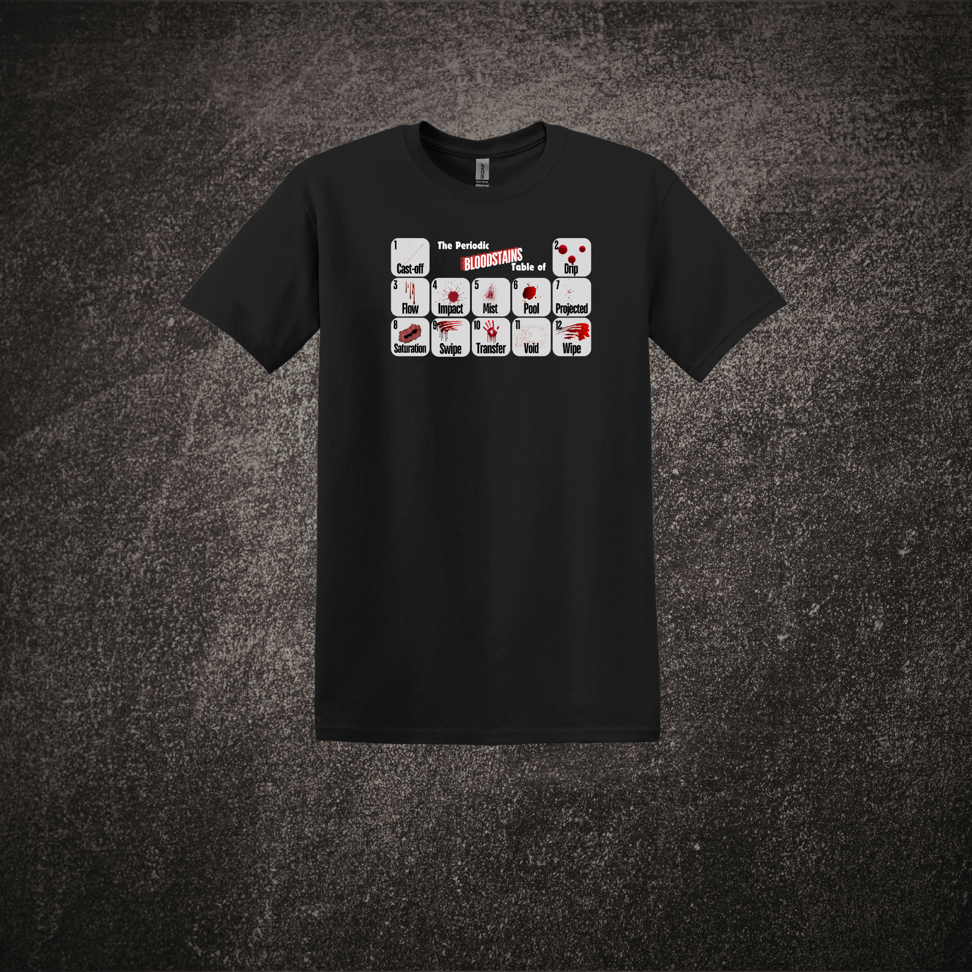 The Periodic Table of Bloodstains Tee