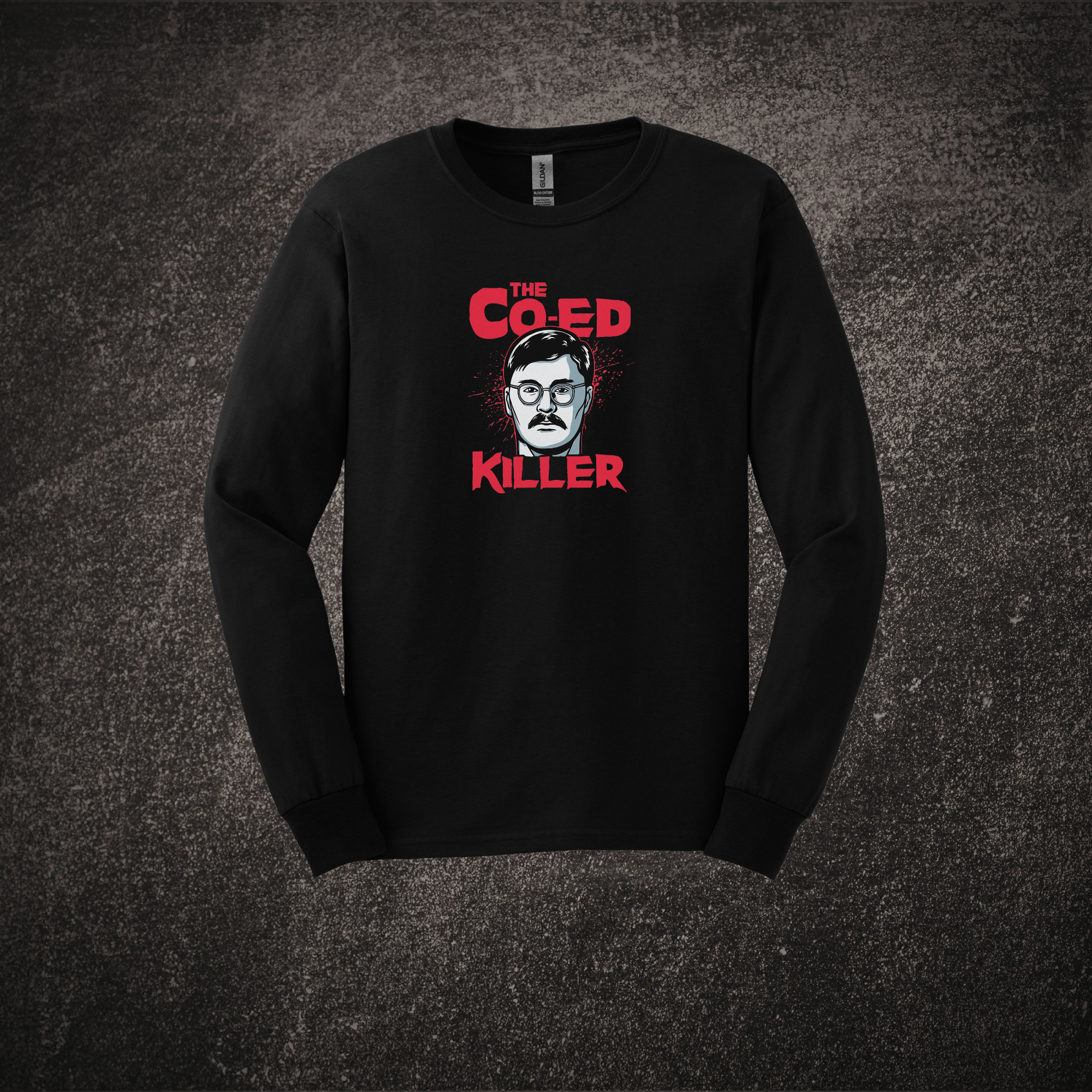 The Co-Ed Killer Mockup - LS Tee Black.png