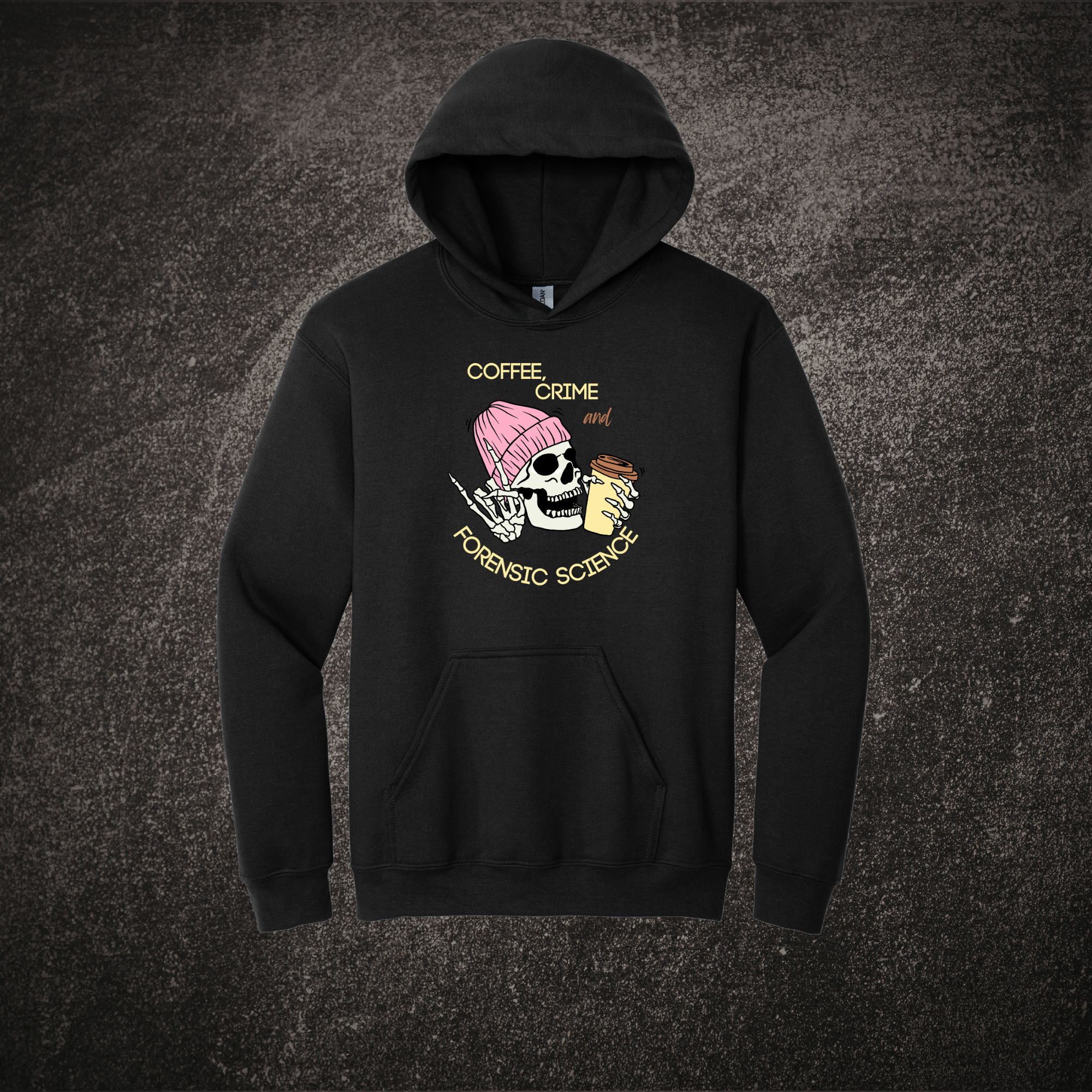 Coffee Crime and Forensic Science - Hoodie Tee Black .png