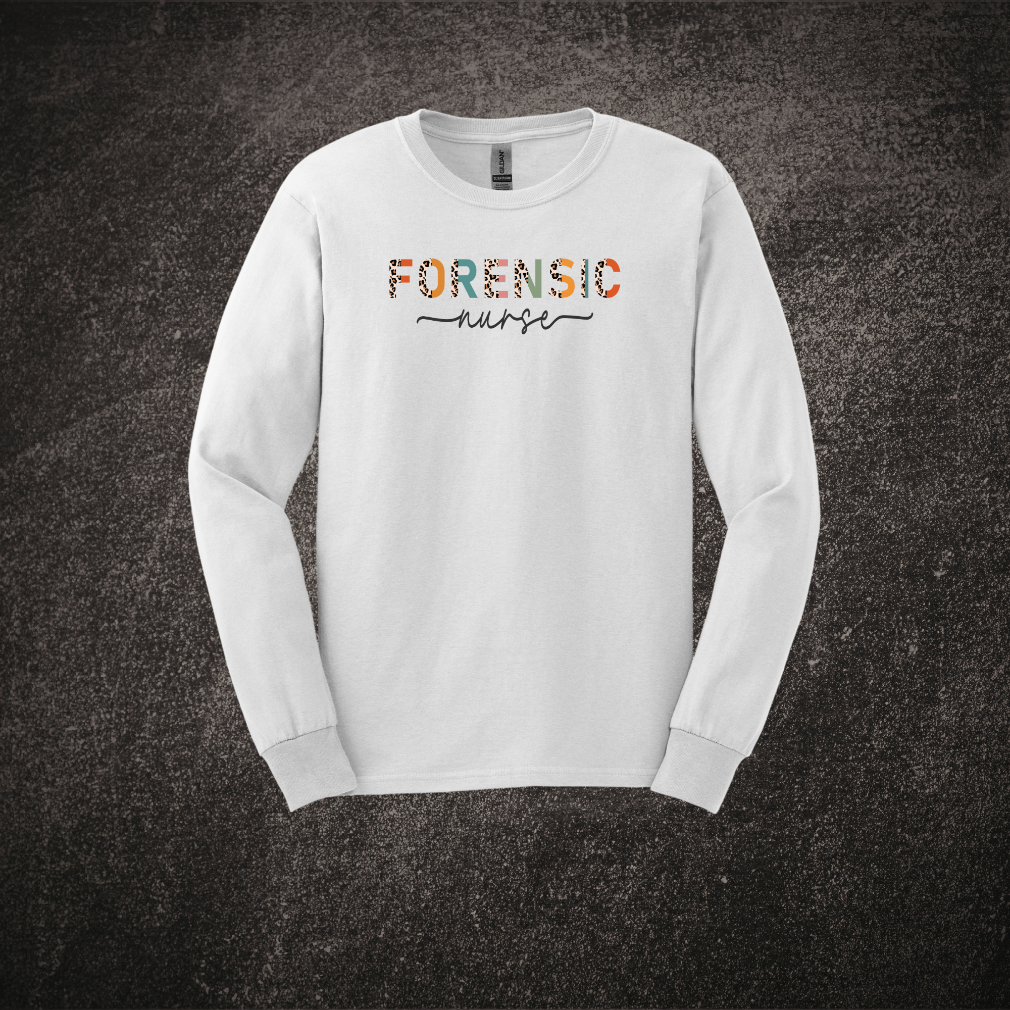 Forensic Nurse Leopard Print - LS Tee White.png