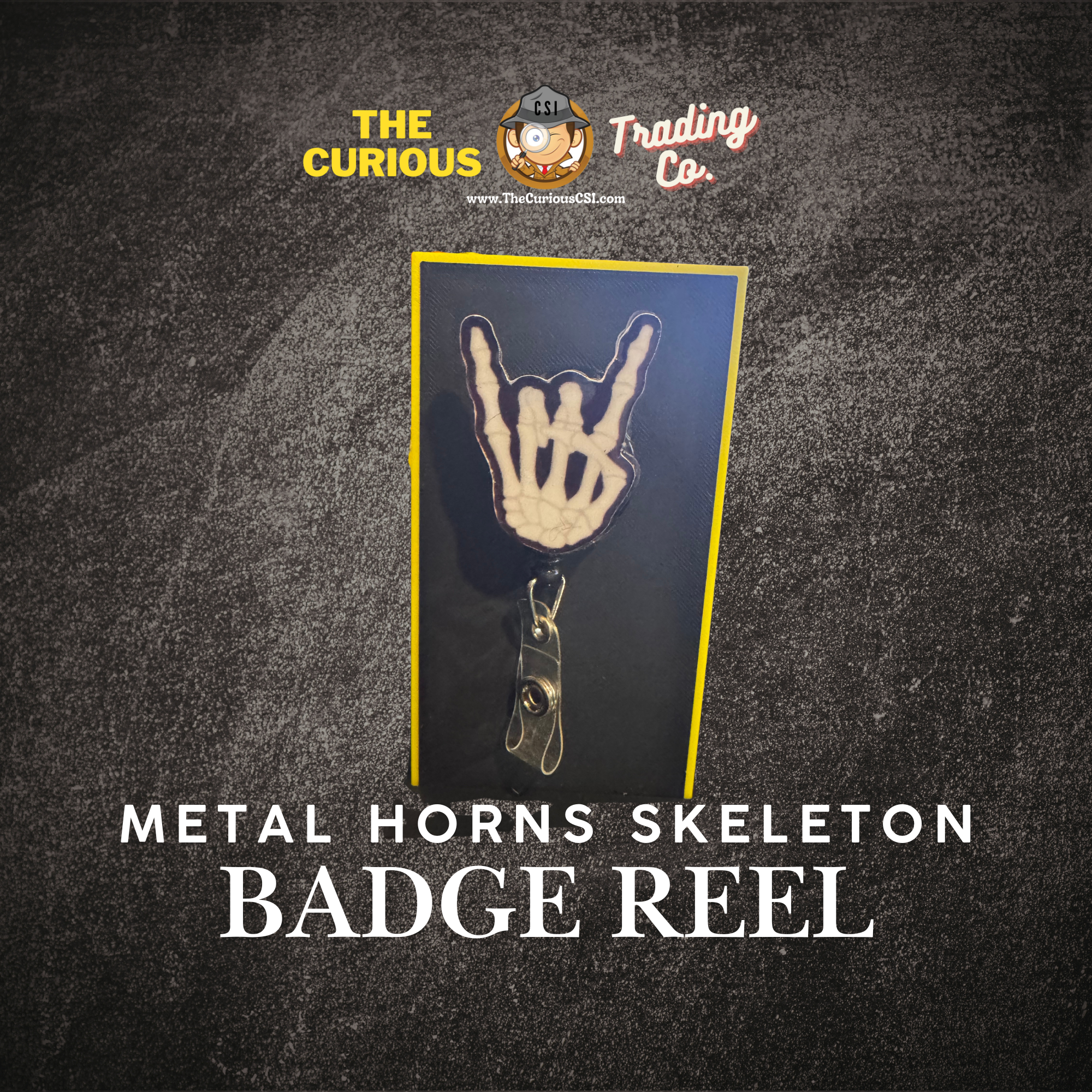 Metal Horns Skeleton Badge Reel