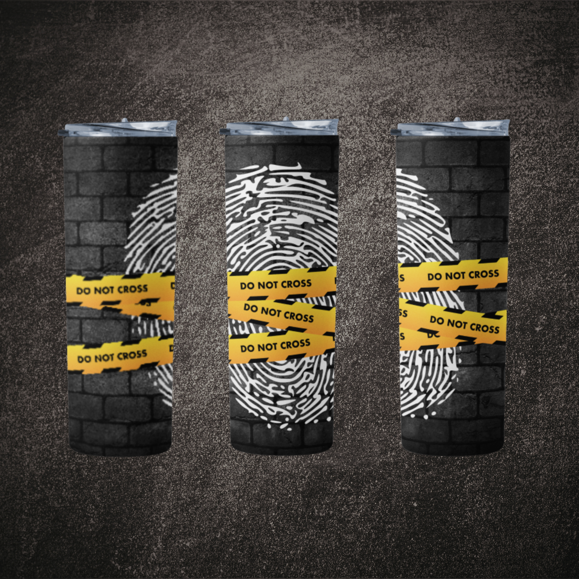 Crime Scene: Do Not Cross Black Fingerprint Skinny Tumbler