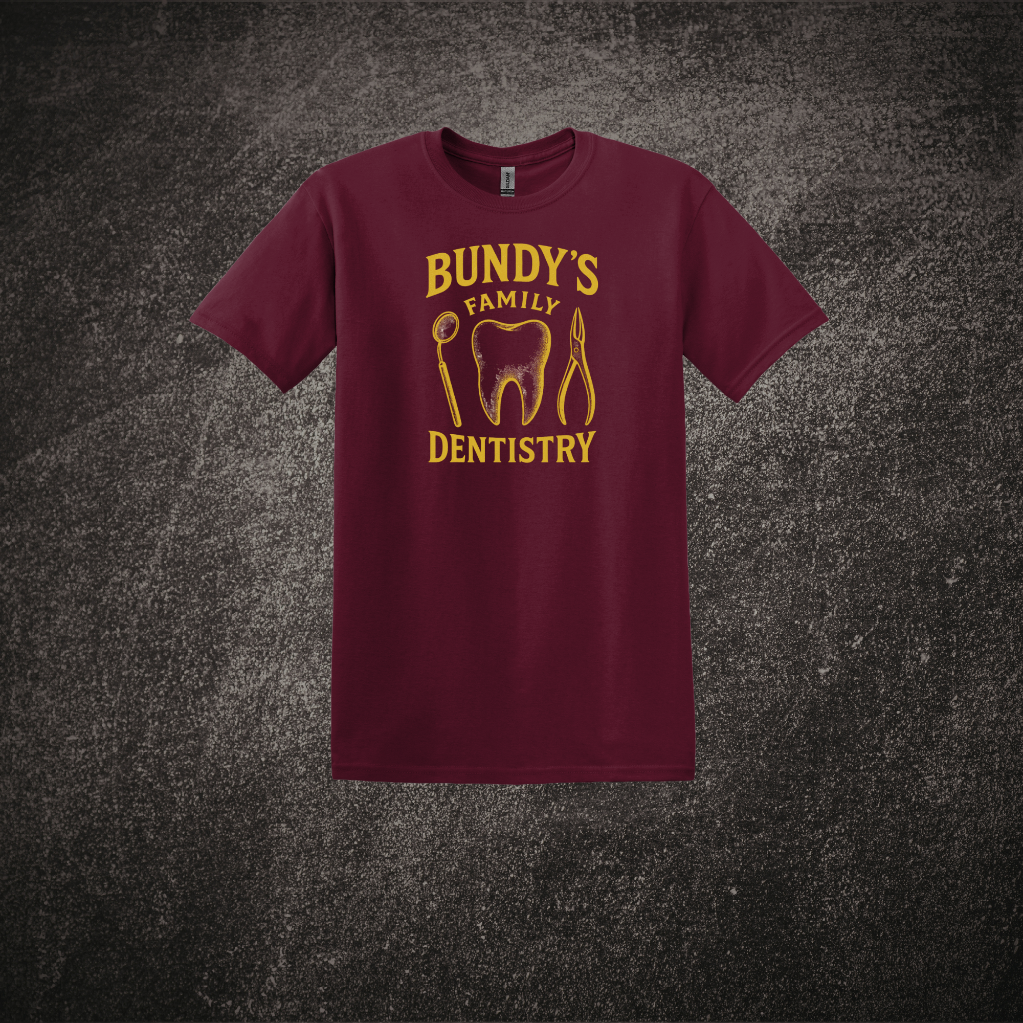 Bundy's Family Dentistry - SS Tee - Maroon.png