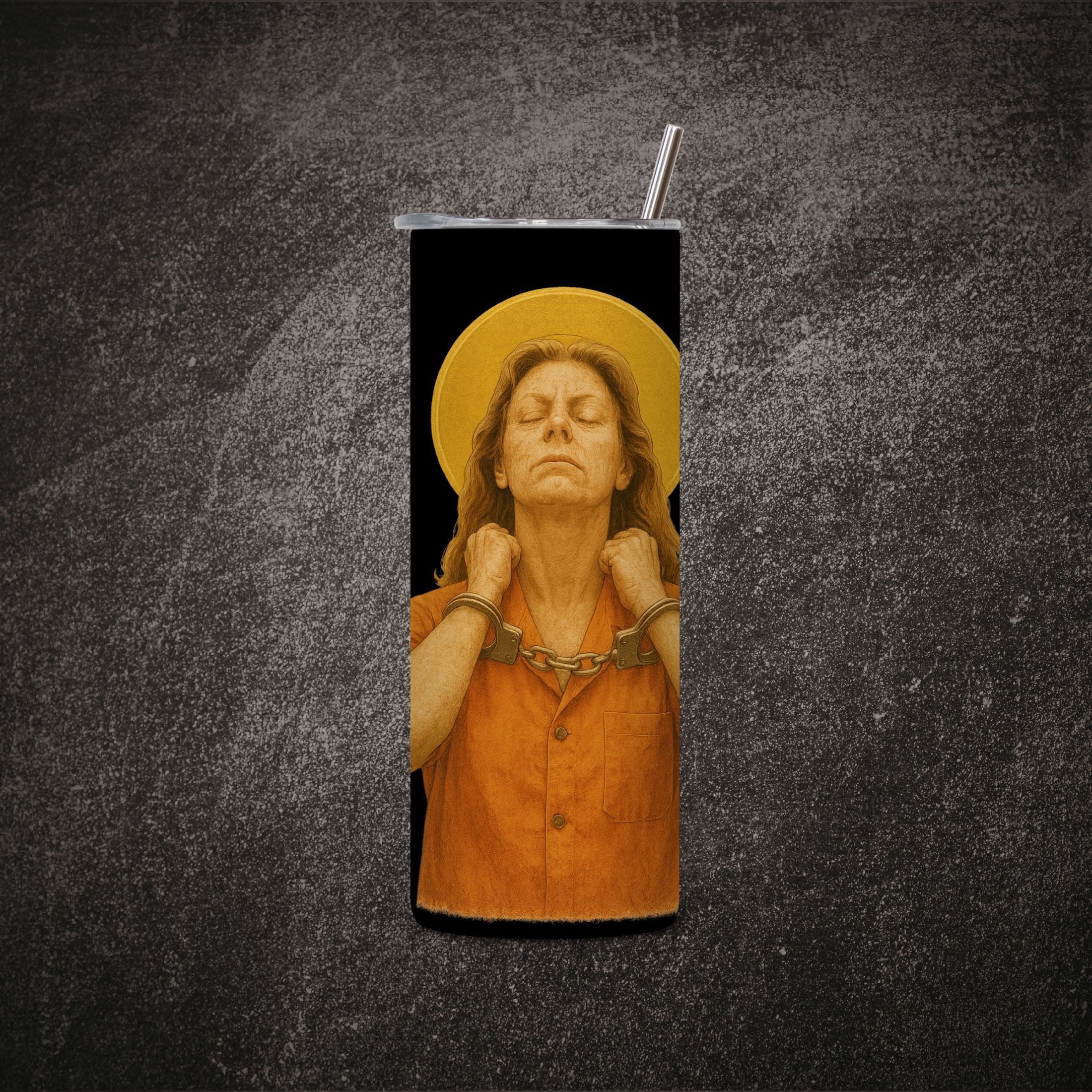 Aileen Wuornos Halo Skinny Tumbler Mockup 3.png