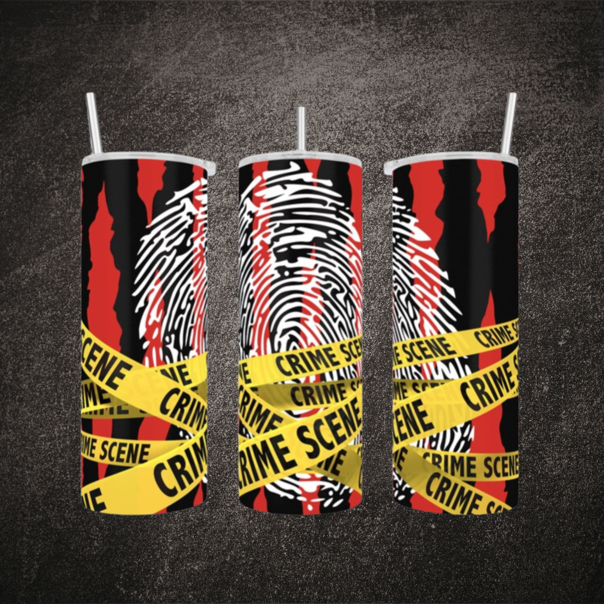 Crime Scene: Do Not Cross Red Fingerprint Skinny Tumbler