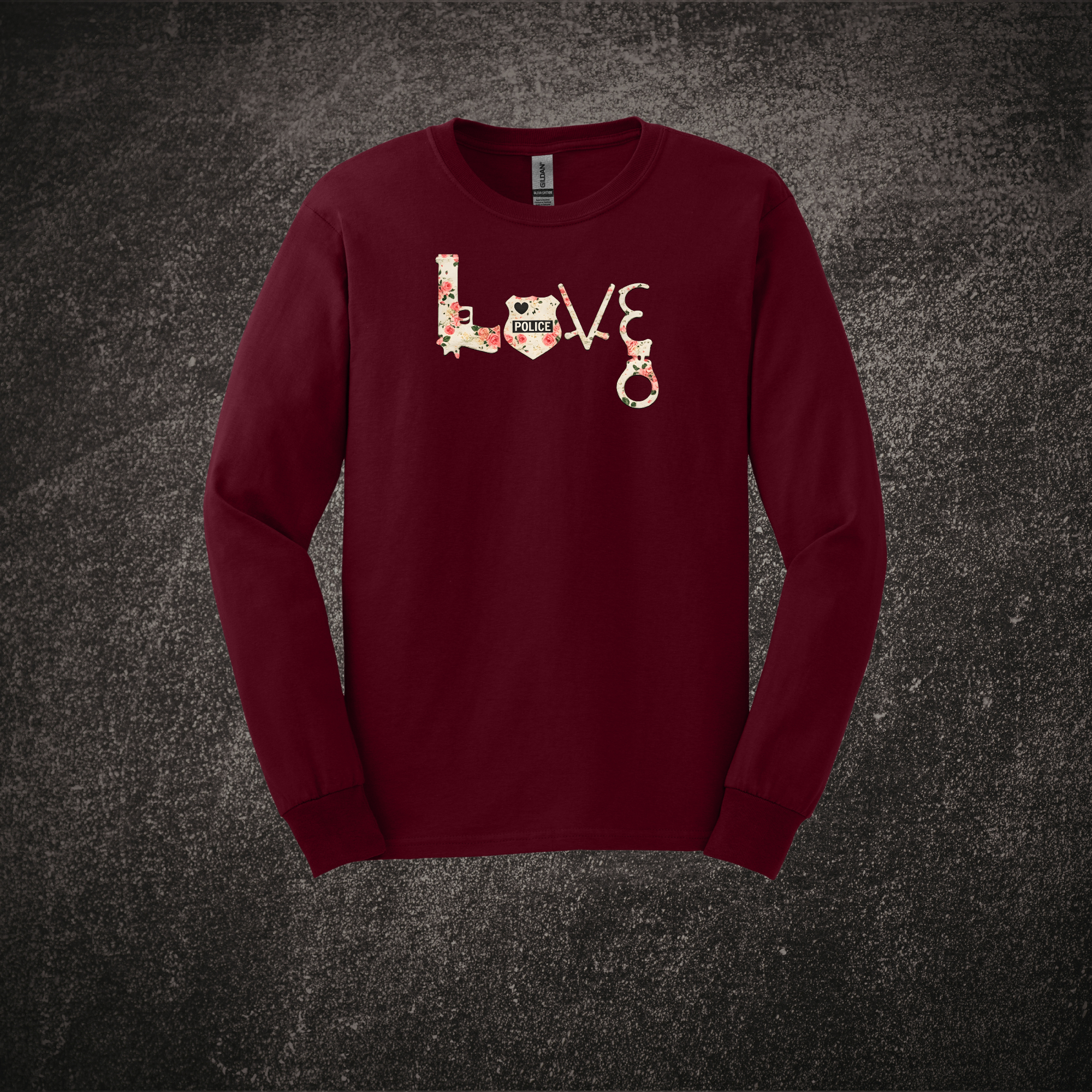 Police Love - LS Tee Maroon.png