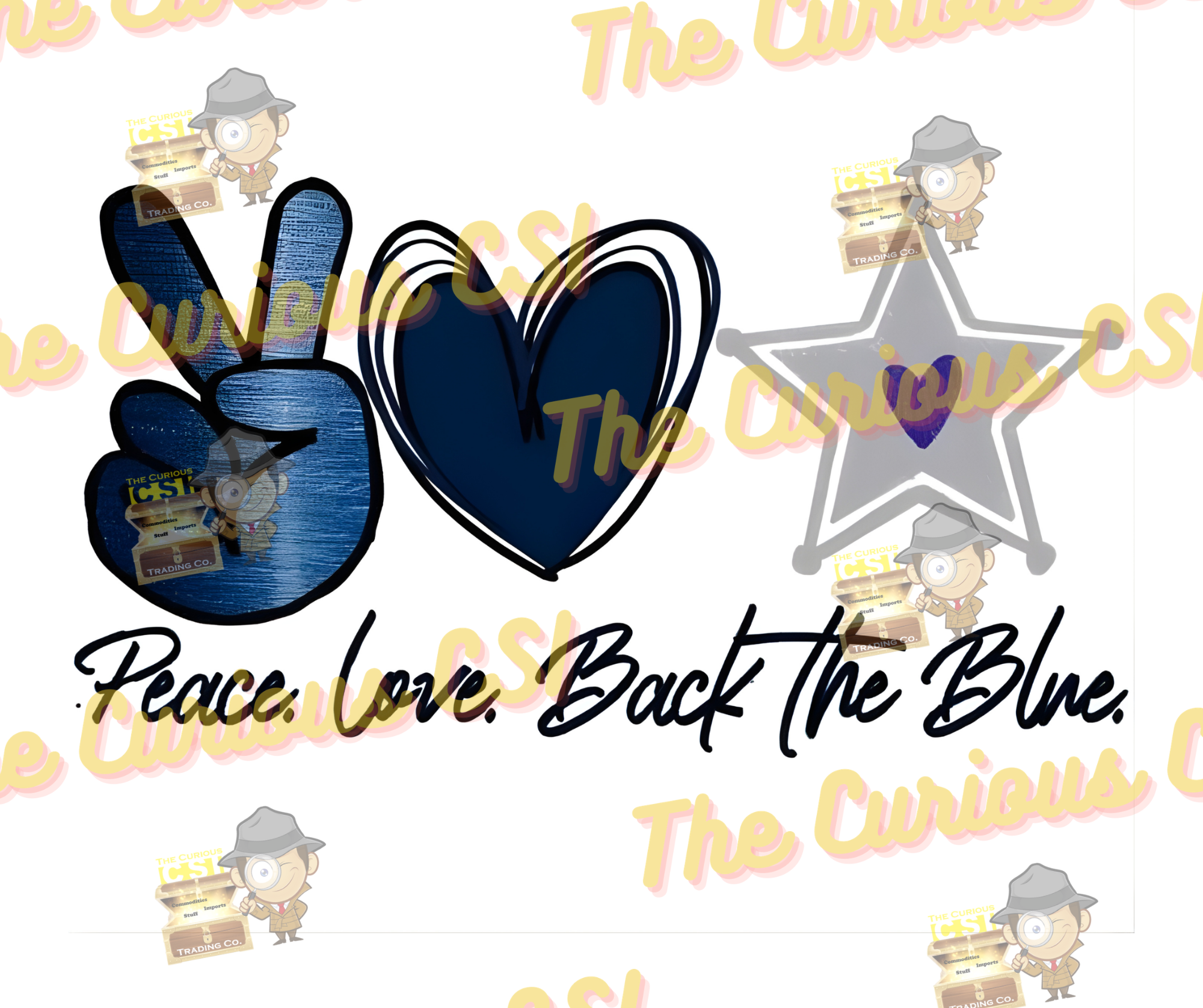 Peace Love Back the Blue Mouse Pad WM.png