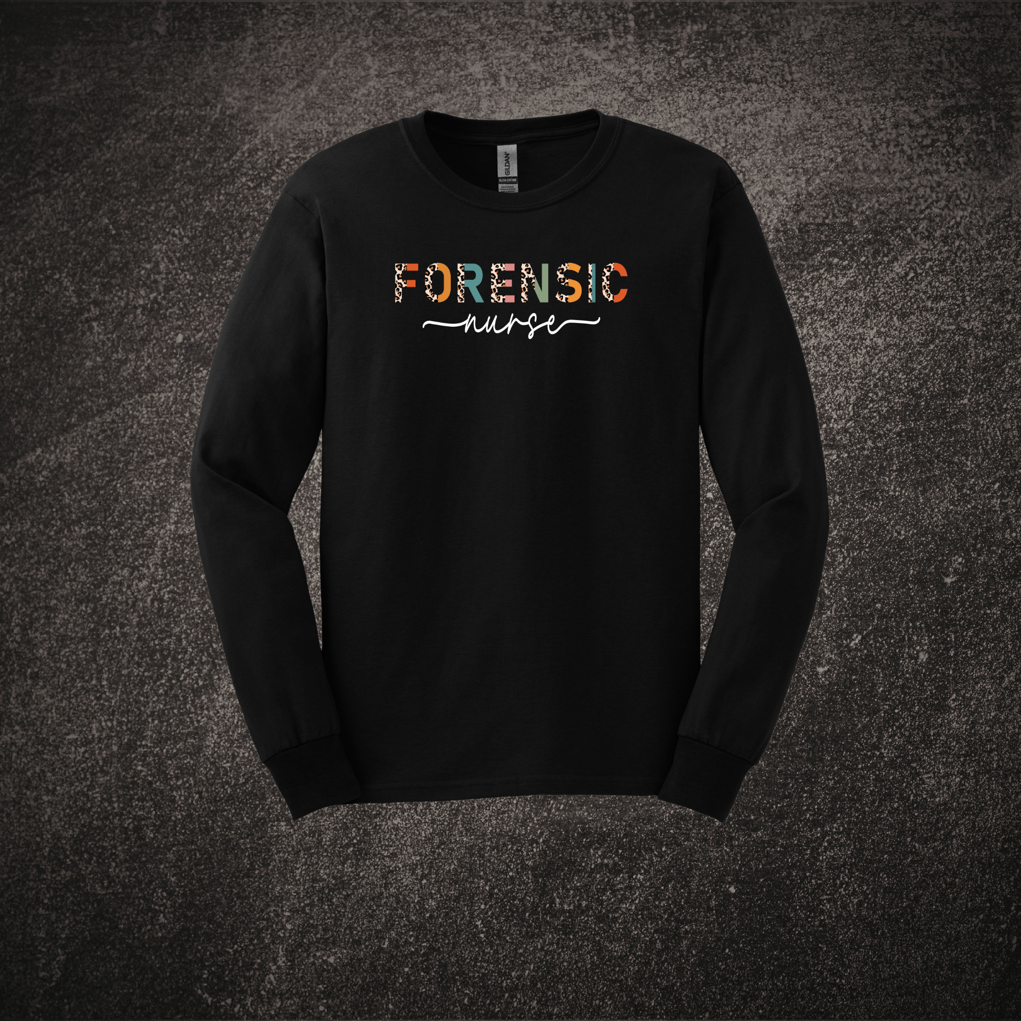 Forensic Nurse Leopard Print - LS Tee Black.png