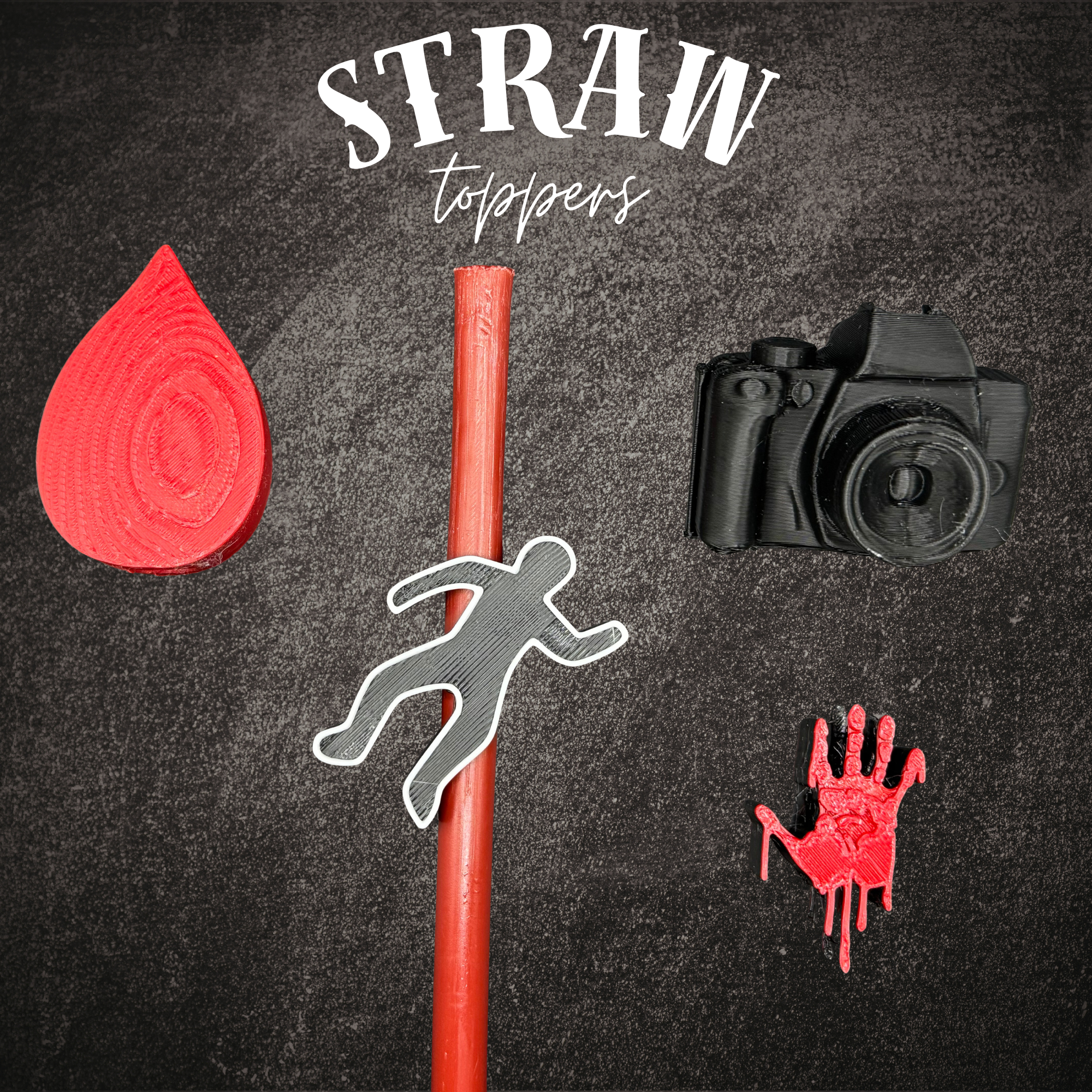 Crime Scene Straw Toppers