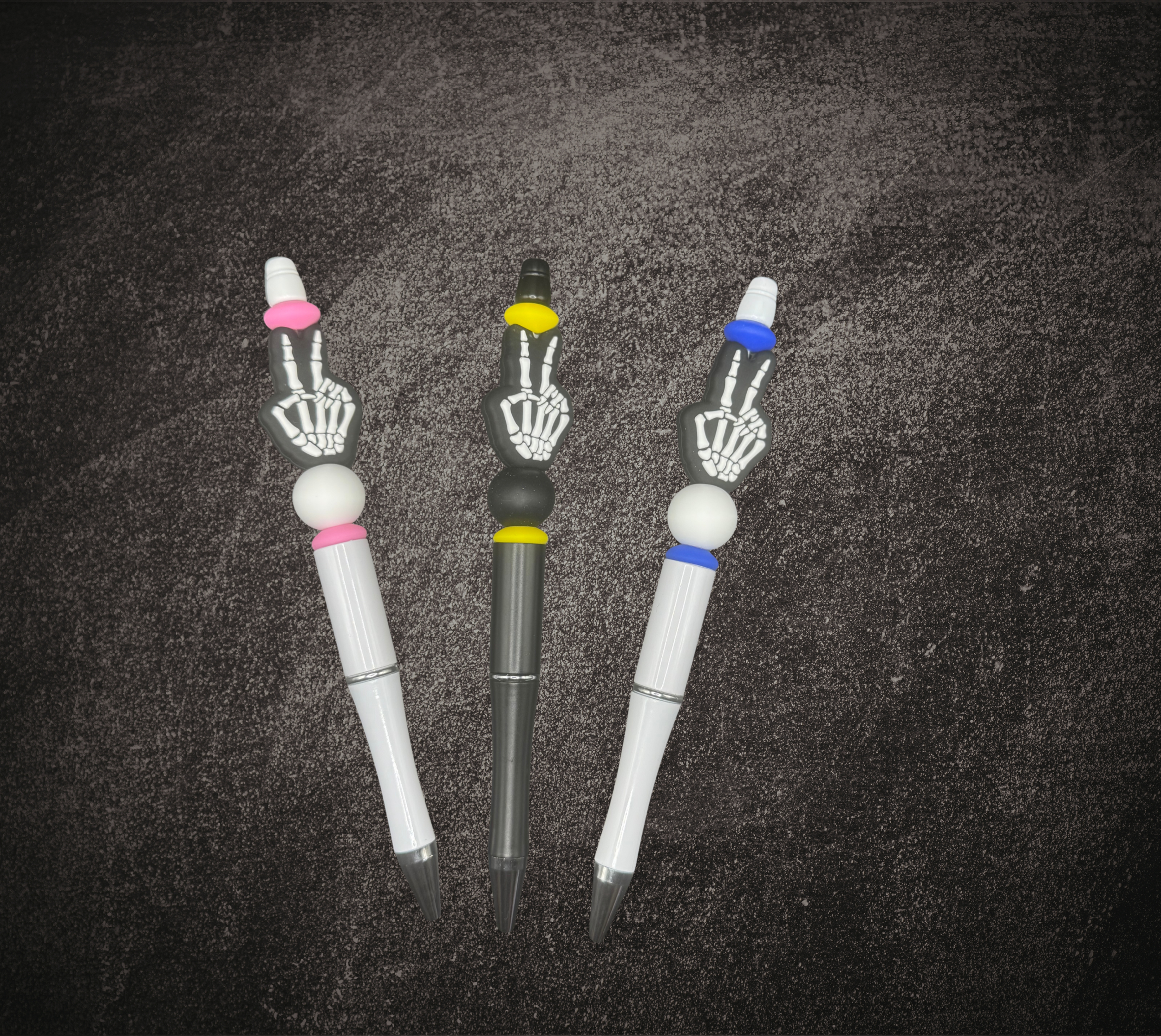 Skeleton Peace Sign Beaded Pens