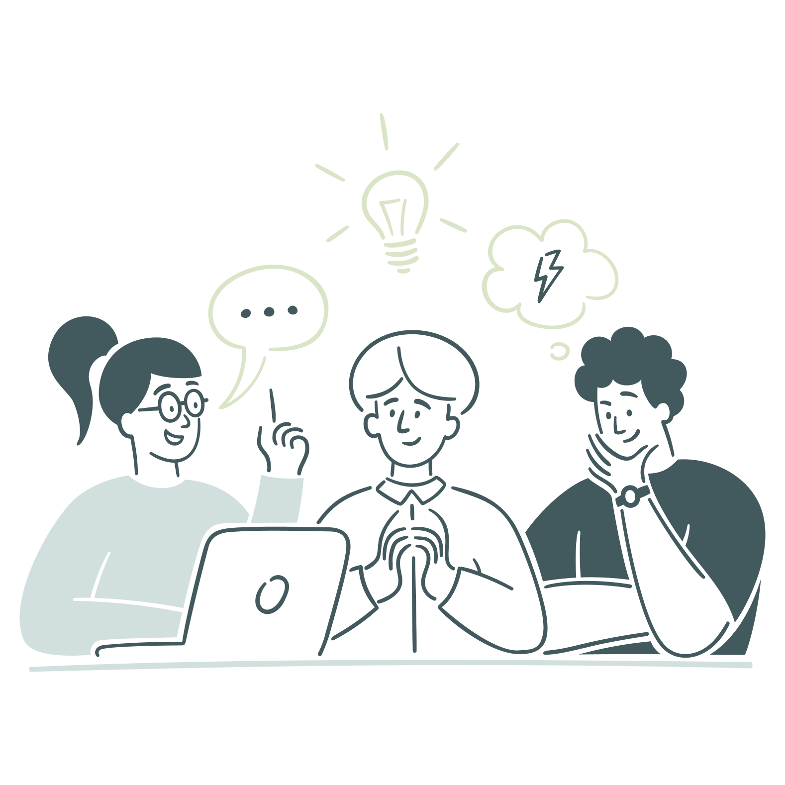 illustration of a team brainstorming ideas