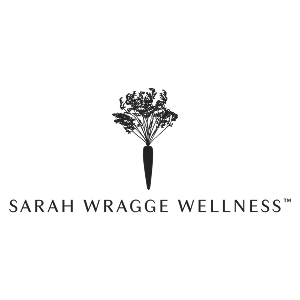 Sarah Wragge Wellness logo with a stylized carrot, located below the text.