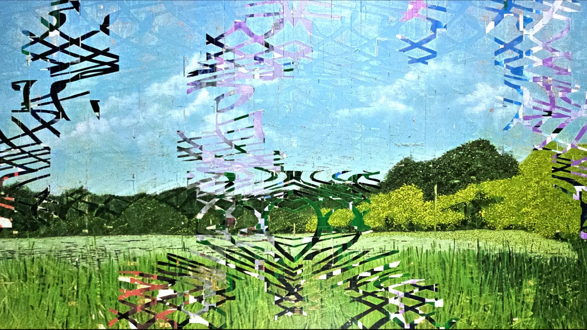 Depth Tends To Flatten When Noise Intervenes 
Oil and acrylic on paper on wood panel 
32” x 18” 