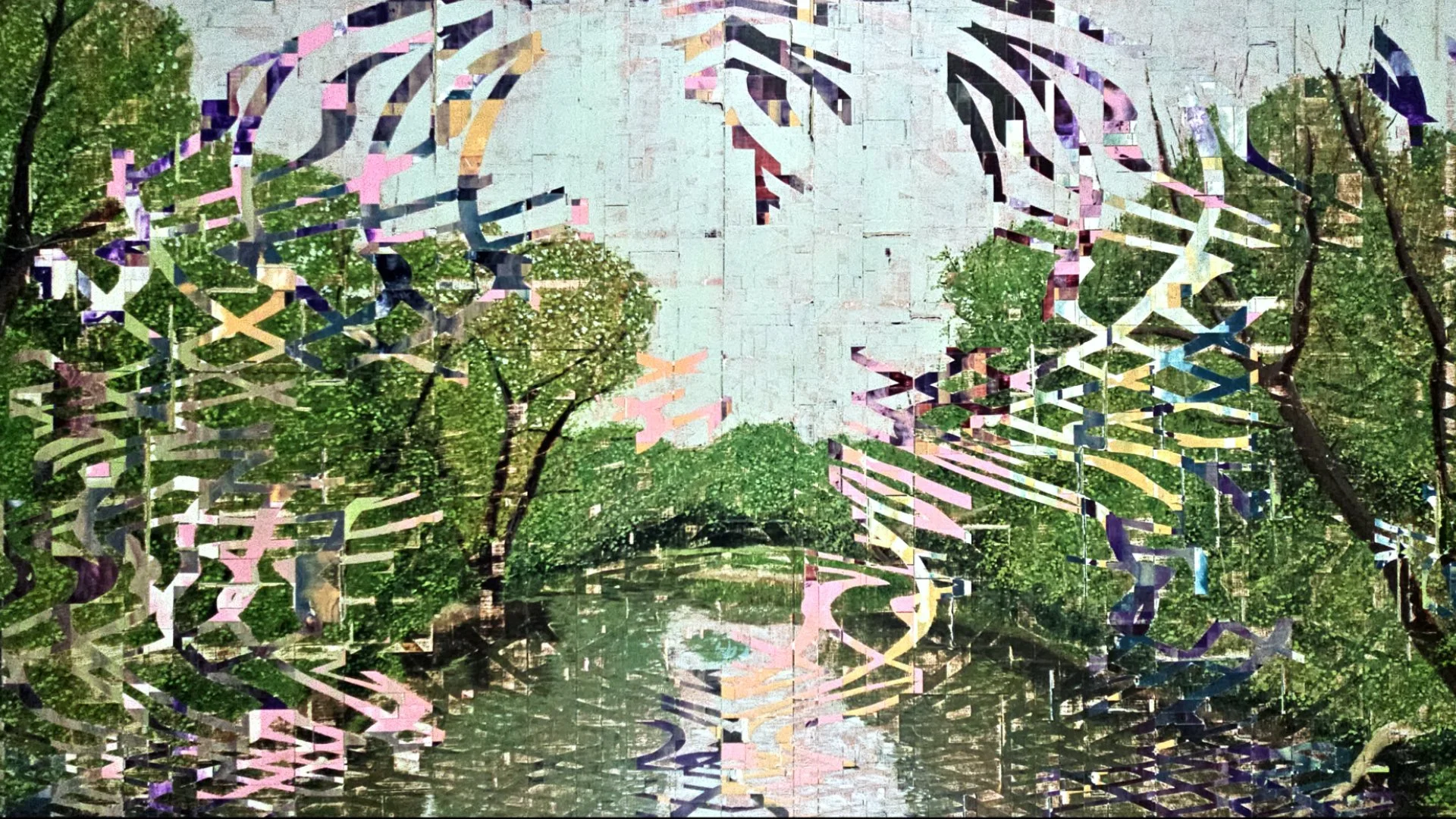 The Interwoven Nature Of What Is And What Isn’t 
Oil and acrylic on paper on wood panel 
32” x 18” 