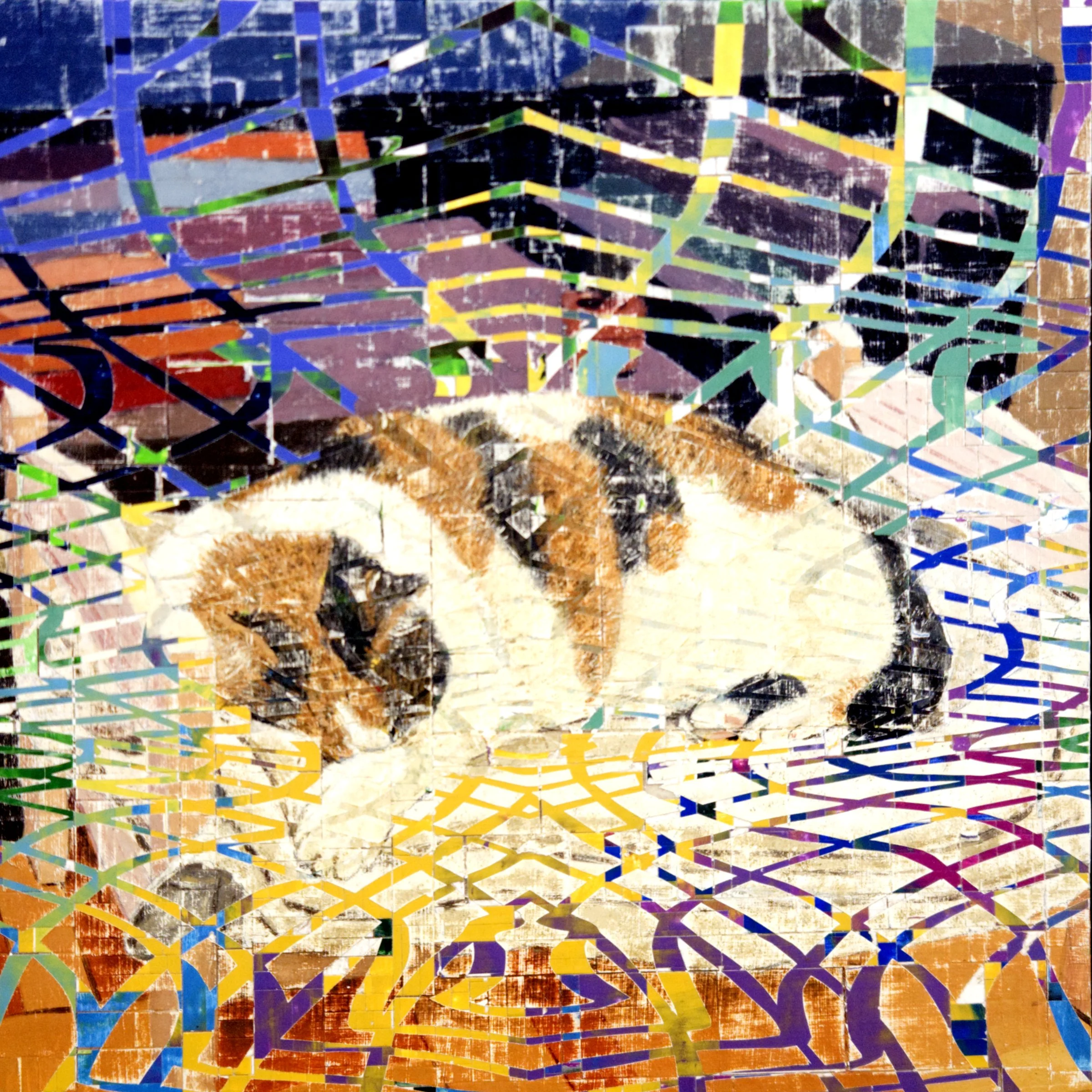 Bella 
Oil and acrylic on paper on wood panel 
16” x 16” 
