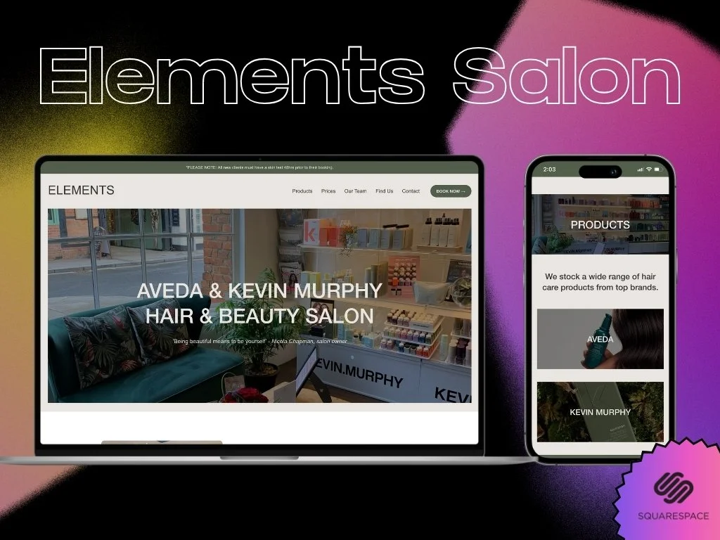Elements Salon website, designed and built by Jayda Digital