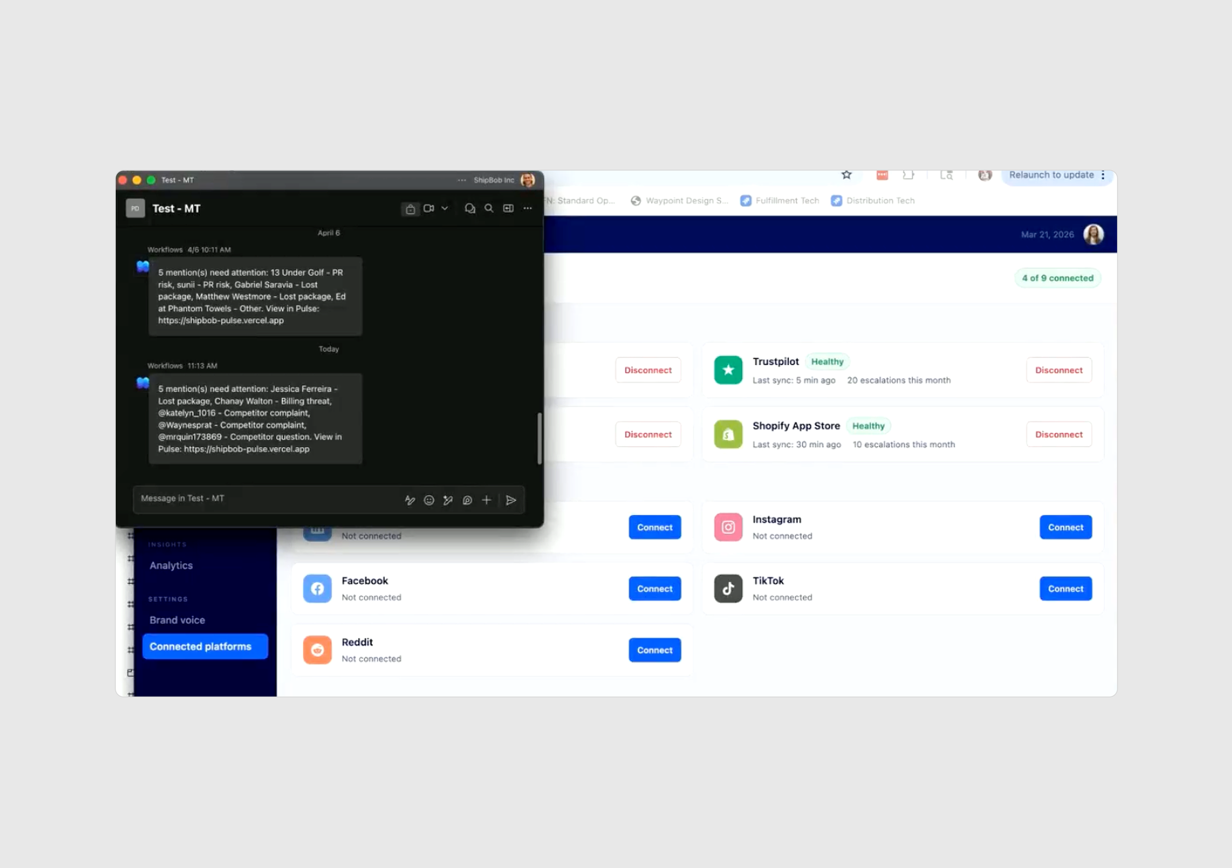 Fundamental to this application is the concept of pushing information to users, not just pulling. Our users were very clear: they want to know about these mentions, negative ones in particular, as soon as they can. This Teams notification system allo