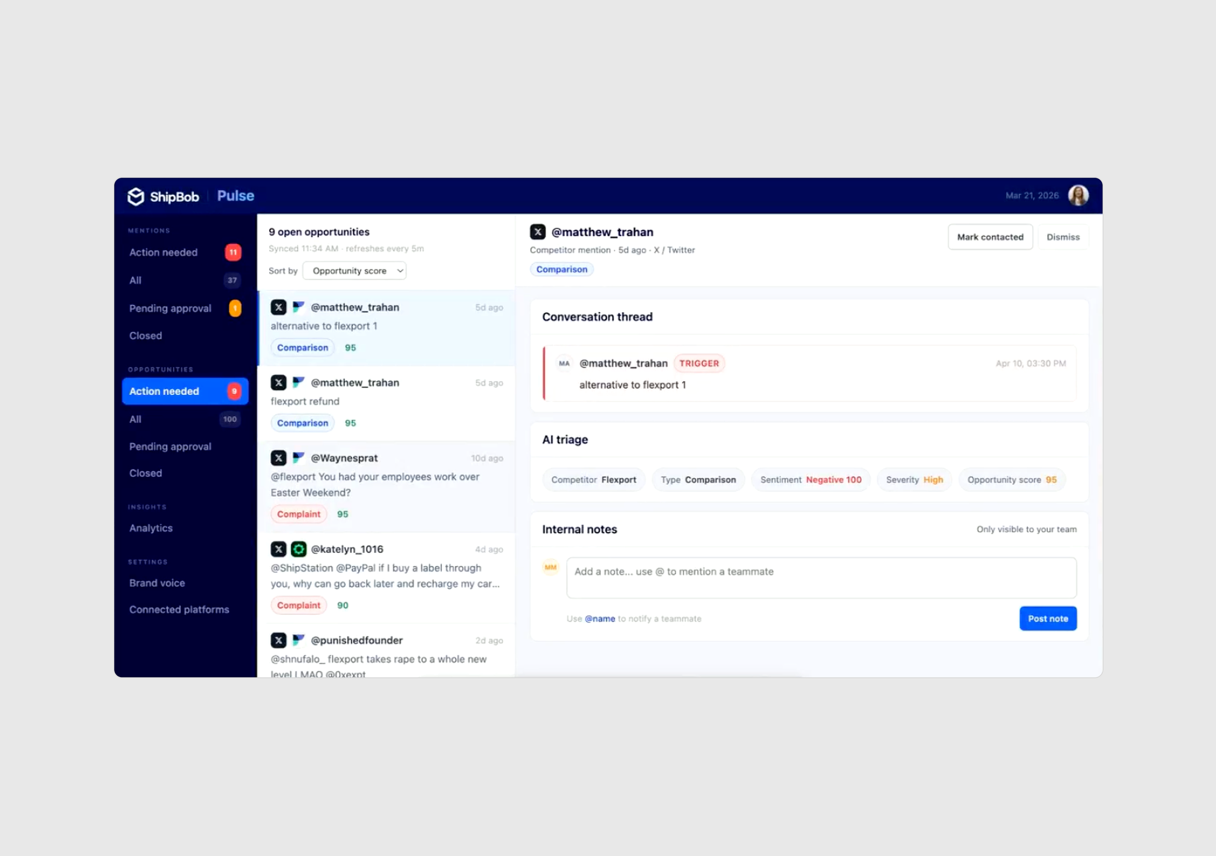 As this product evolved, I considered other applications of the workflows I was leveraging. That led me to also scanning social and review platforms for competitive intelligence.