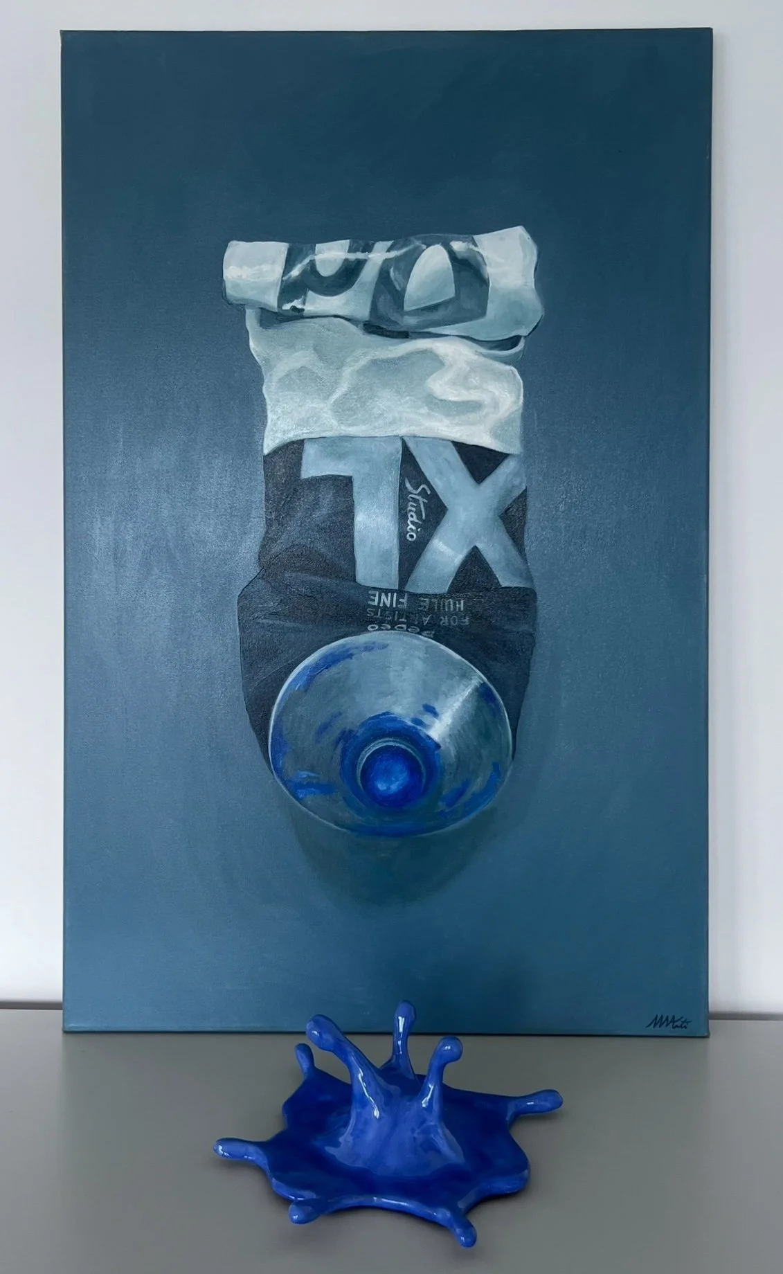 Paint out | Oil on canvas and glazed ceramic | 100 x 65 cm - 39 x 25 "