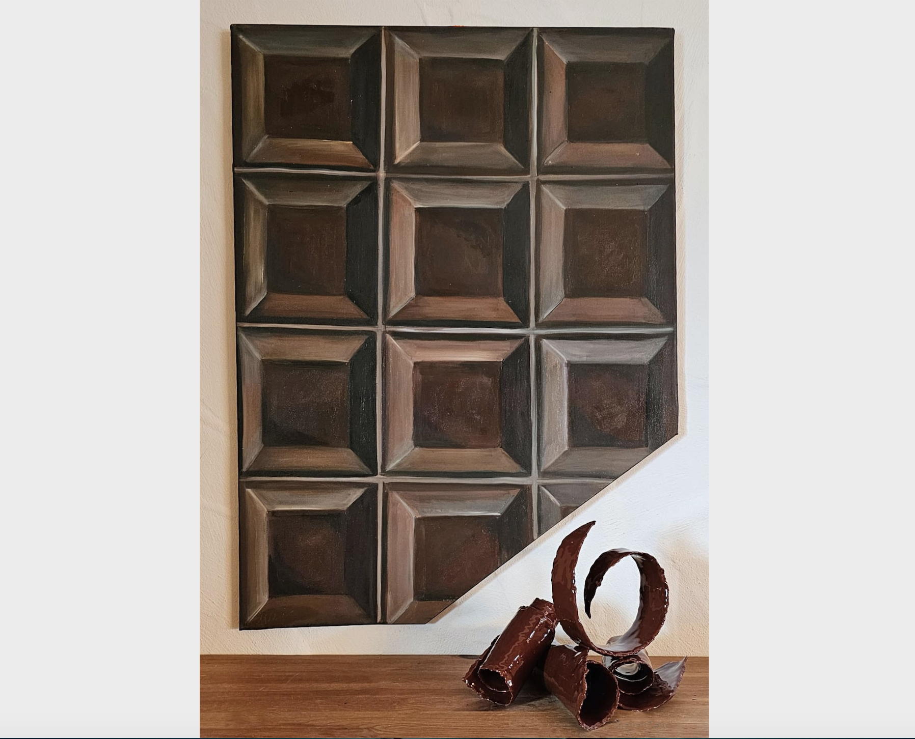 Chocolat | Oil on canvas and ceramic sculpture | 100 x 80 cm - 39 x 31 "