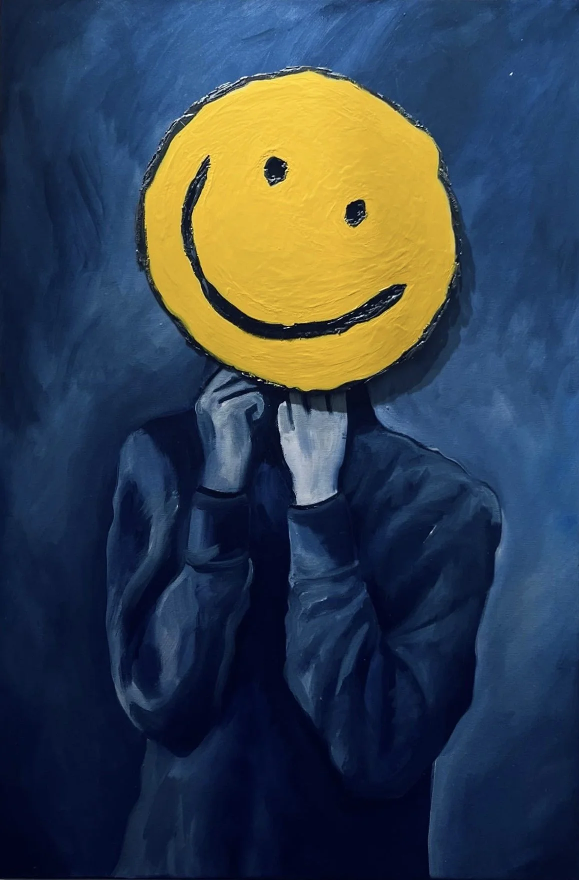 Doing just fine | Oil on canvas and metal sculpture | 91 x 61 cm - 36 x 24 "