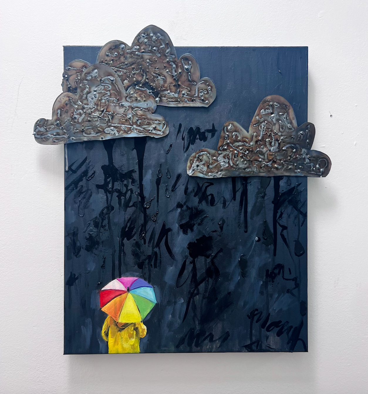 Rainy days | Oil on canvas and metal sculpture |
51 x 40 cm - 20 x 16 "
