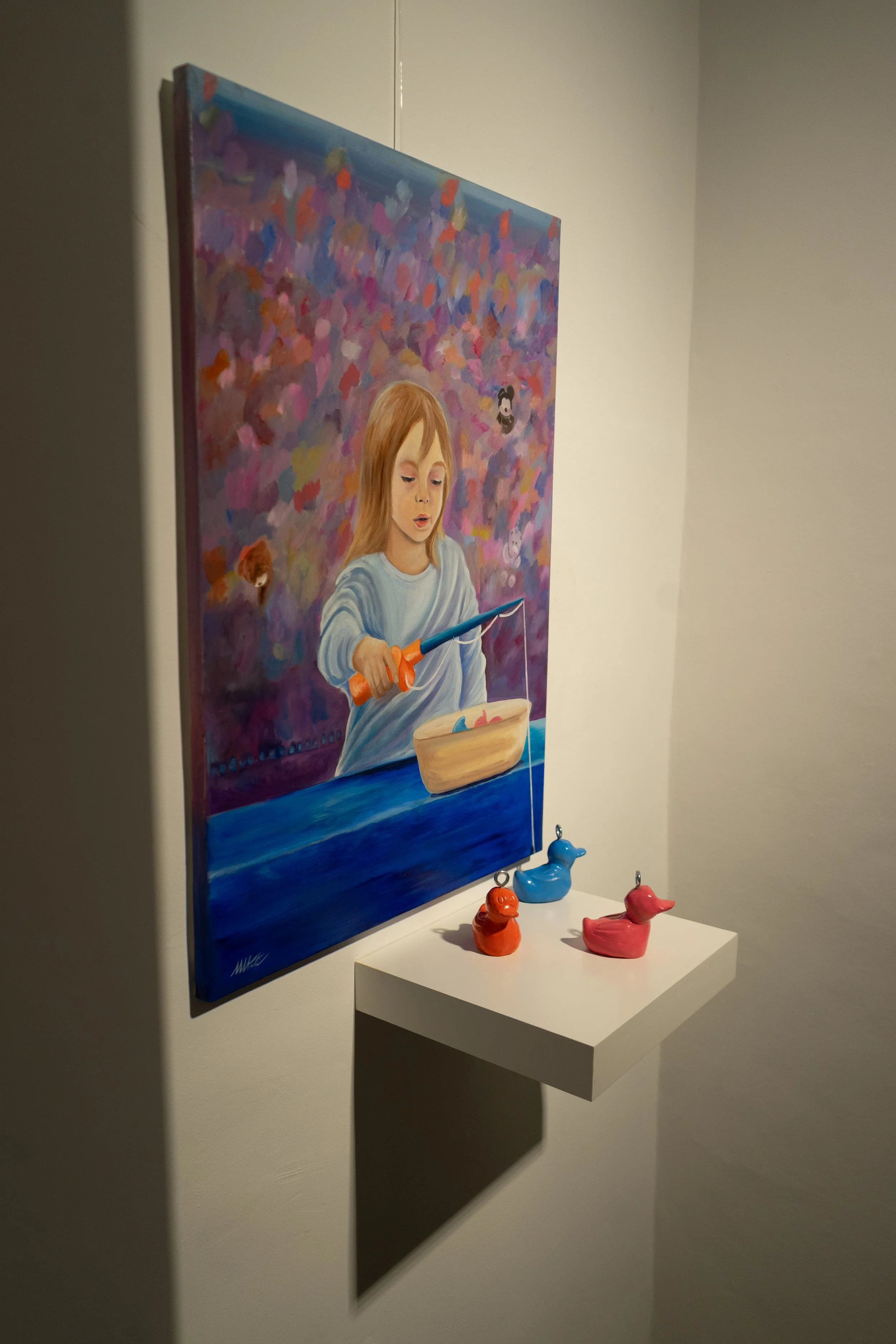La Pêche aux Canards | Oil on canvas and ceramic sculptures | 70 x 50 cm - 27 x 19 "