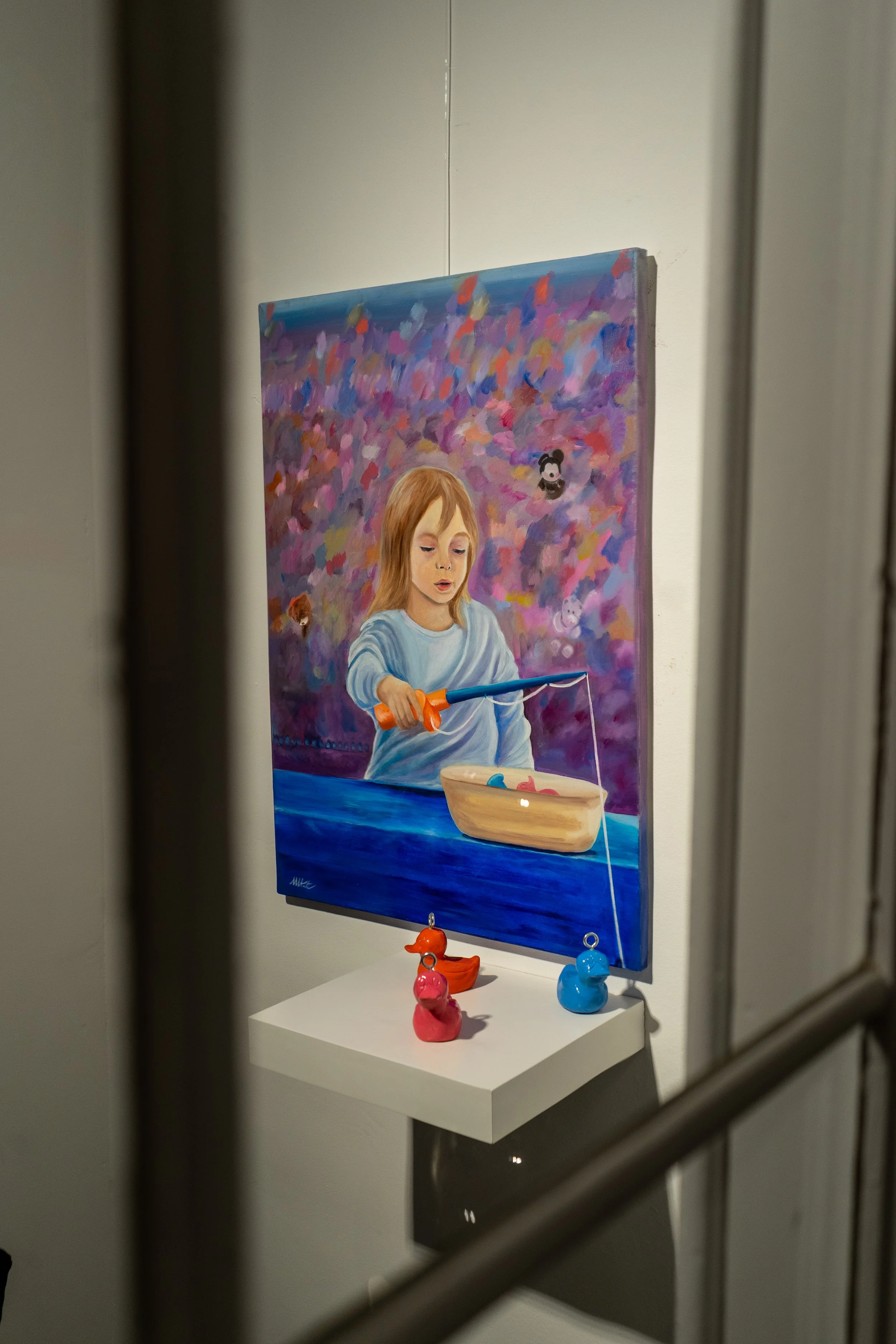 La Pêche aux Canards | Oil on canvas and ceramic sculptures | 70 x 50 cm - 27 x 19 "