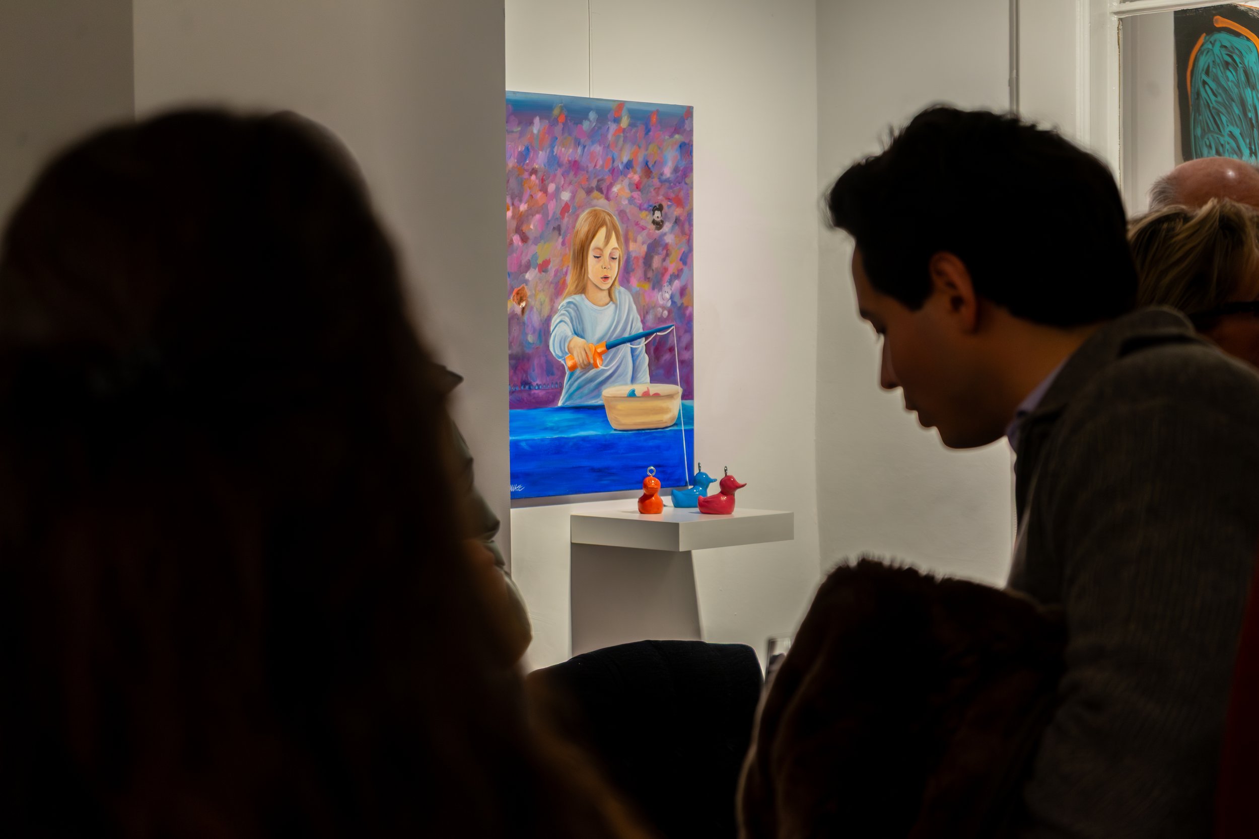 La Pêche aux Canards | Oil on canvas and ceramic sculptures | 70 x 50 cm - 27 x 19 "