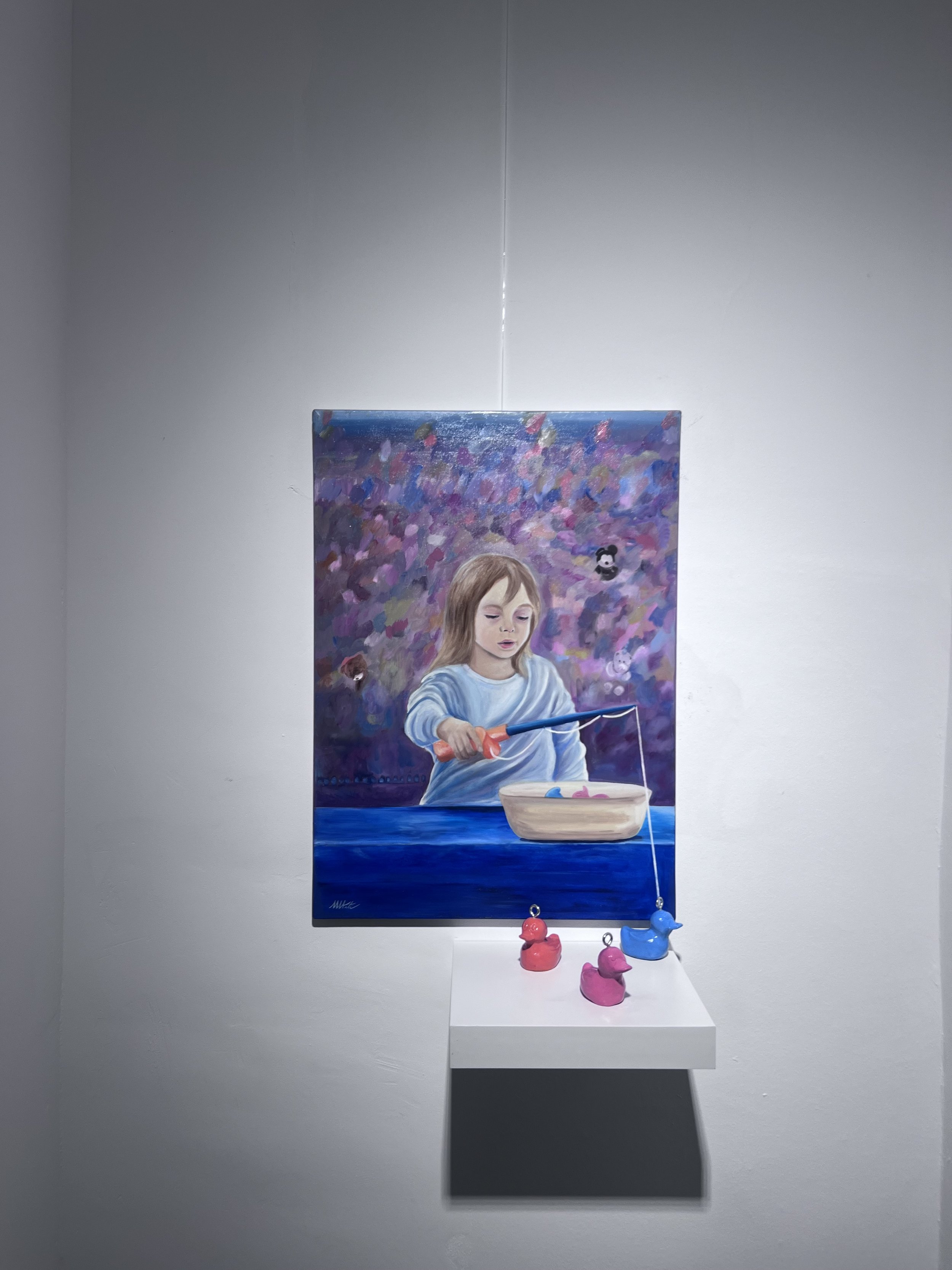 La Pêche aux Canards | Oil on canvas and ceramic sculptures | 70 x 50 cm - 27 x 19 "